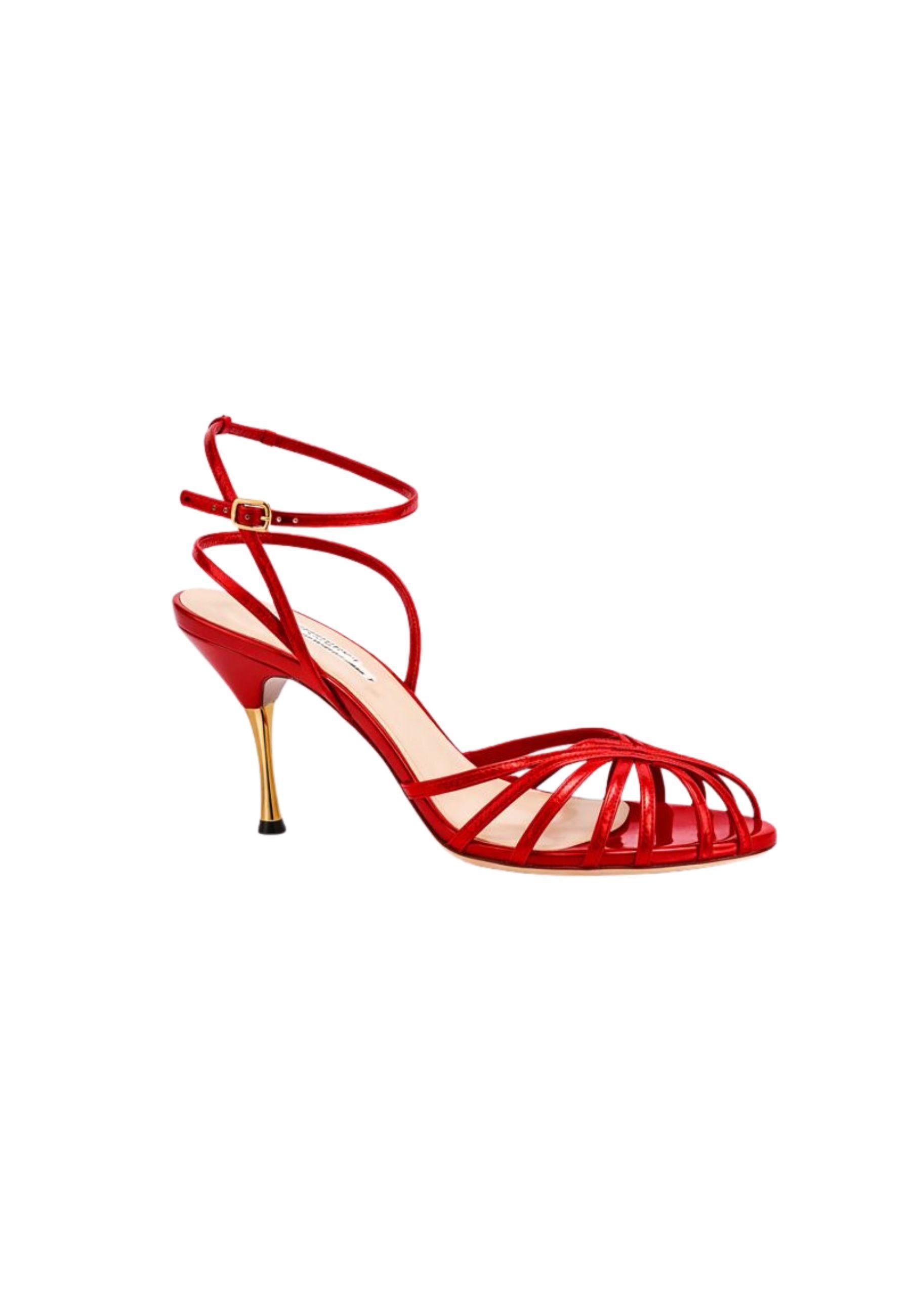 Sandali donna FRANCESCO SACCO - listini in vernice rossa, tacco stiletto
