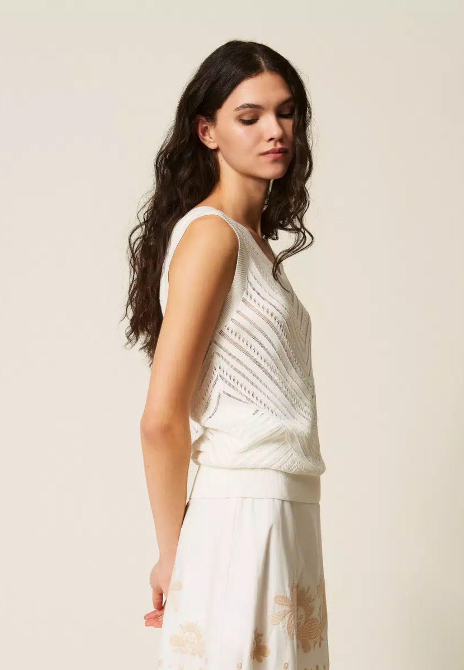 Actitude Top in Maglia Chevron in Misto Viscosa