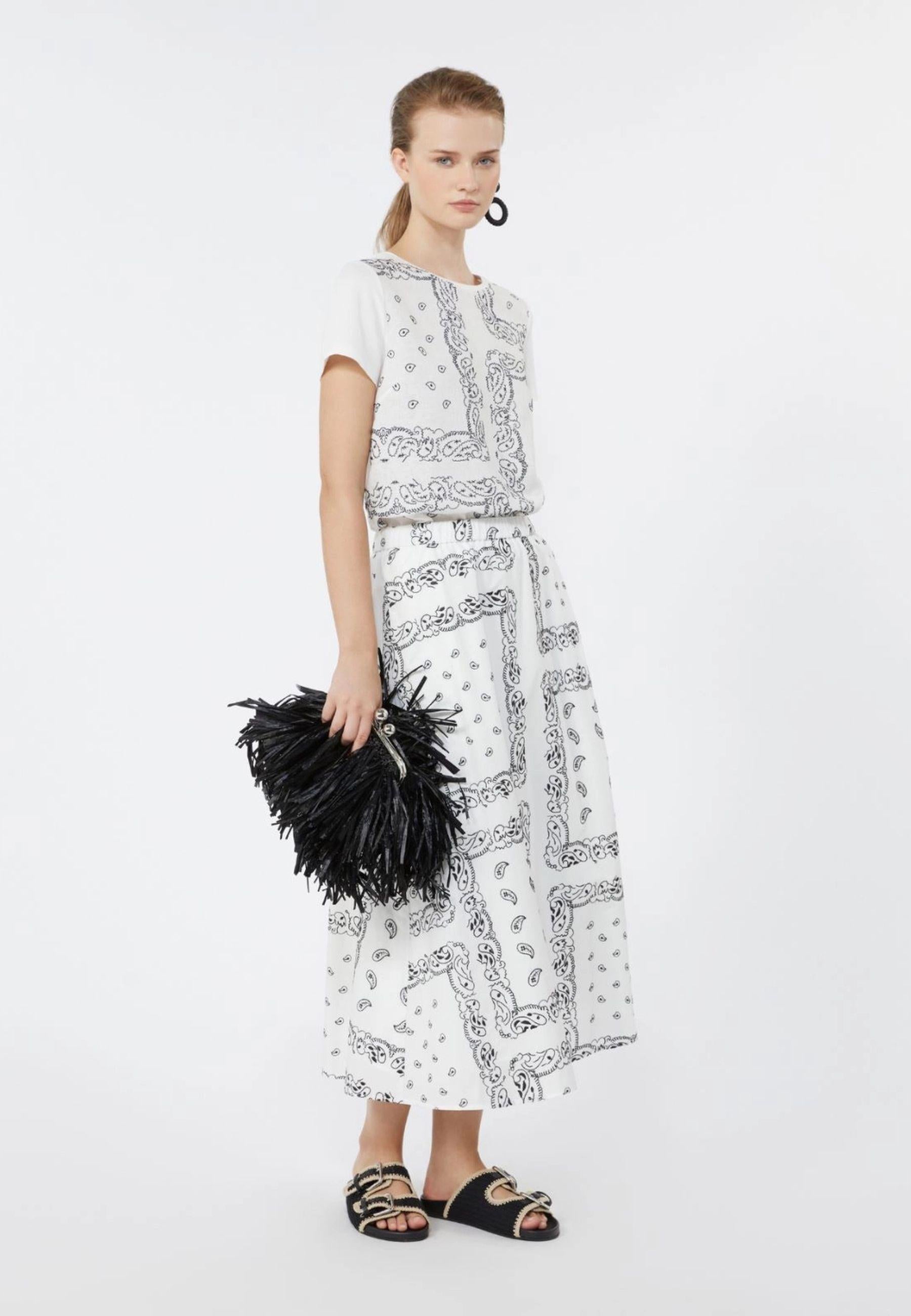 Weekend Max Mara - T-shirt in lino ricamato e jersey di cotone stretch