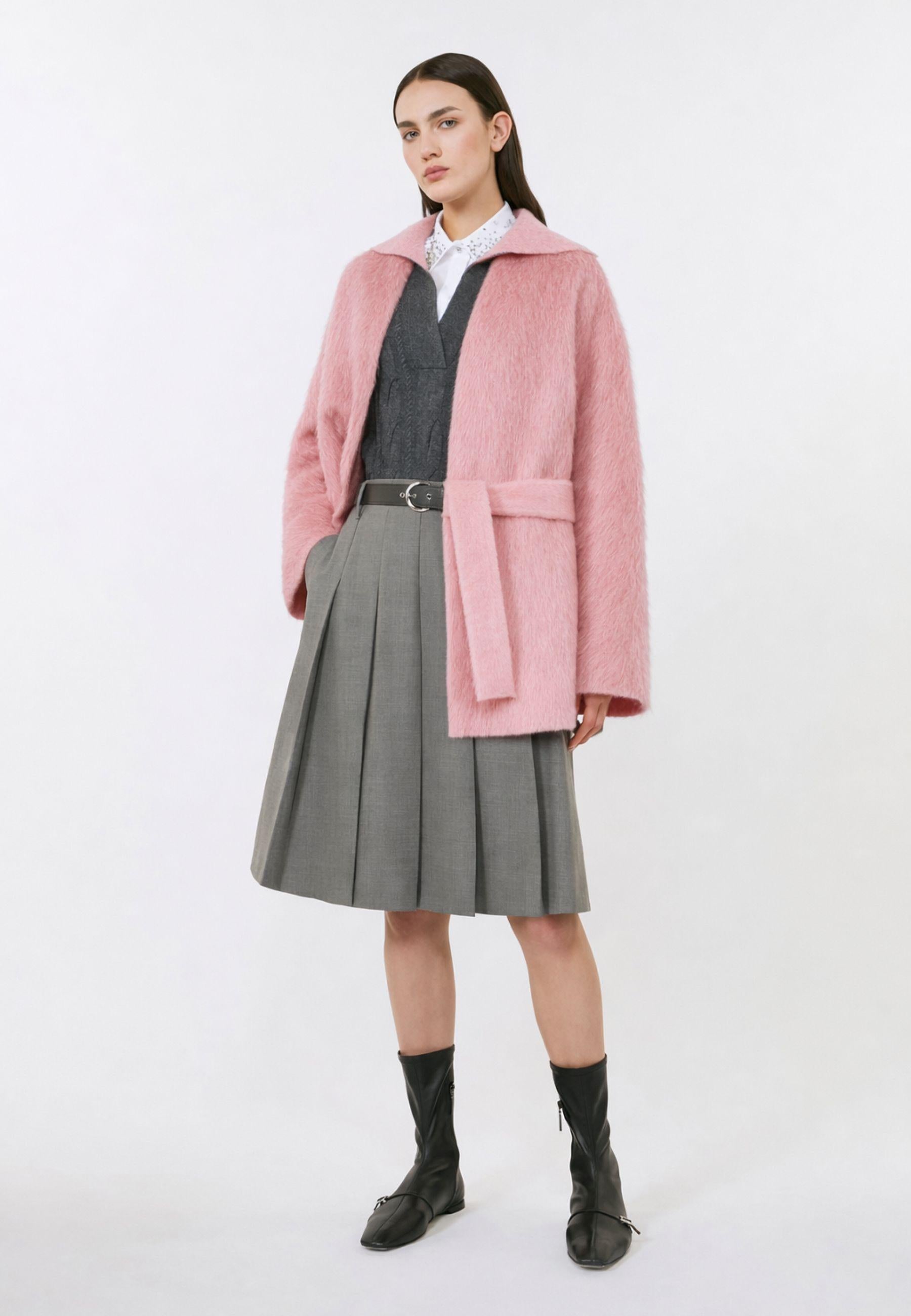 Giacca cardigan "Celtico" in lana e alpaca - linea ampia