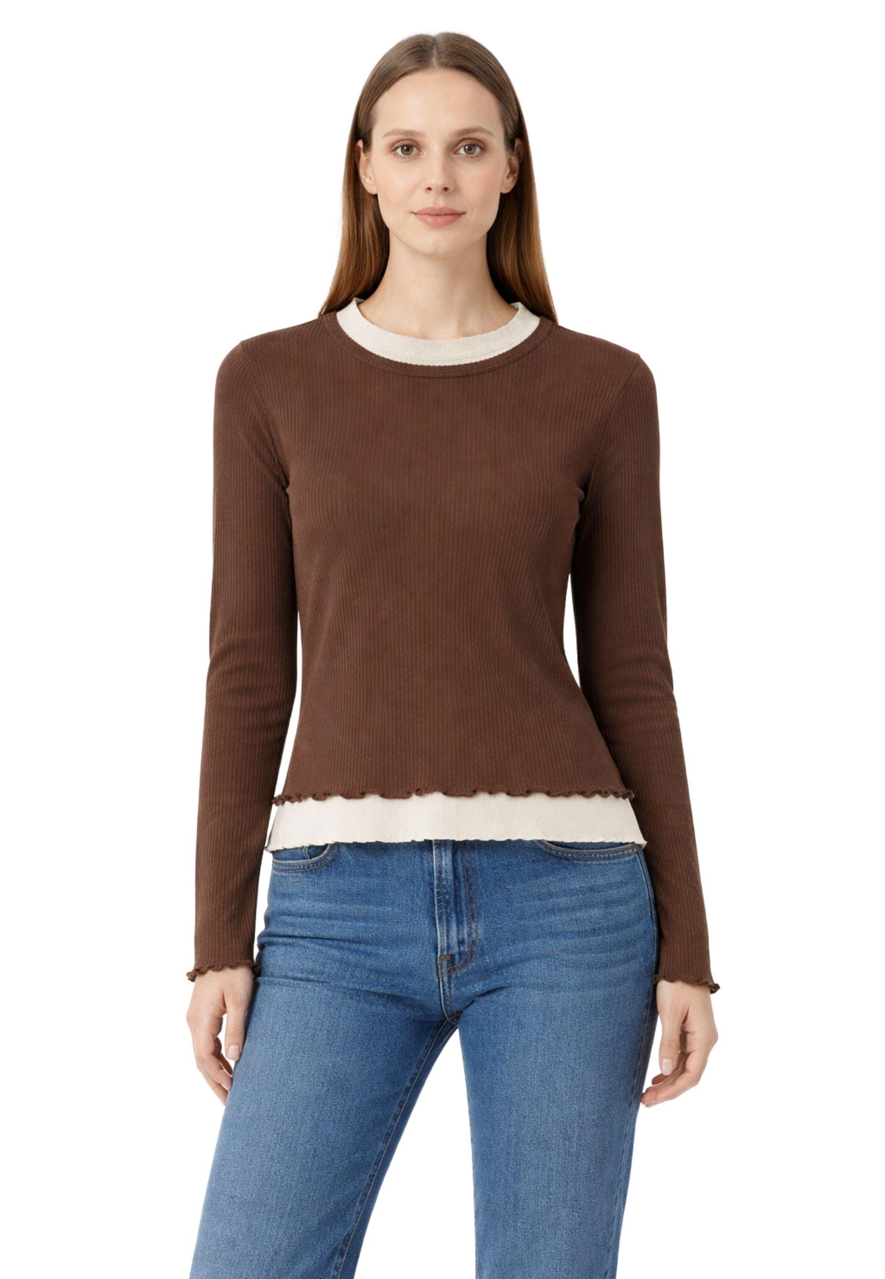 T-shirt iBlues in jersey di cotone a costine con effetto layering