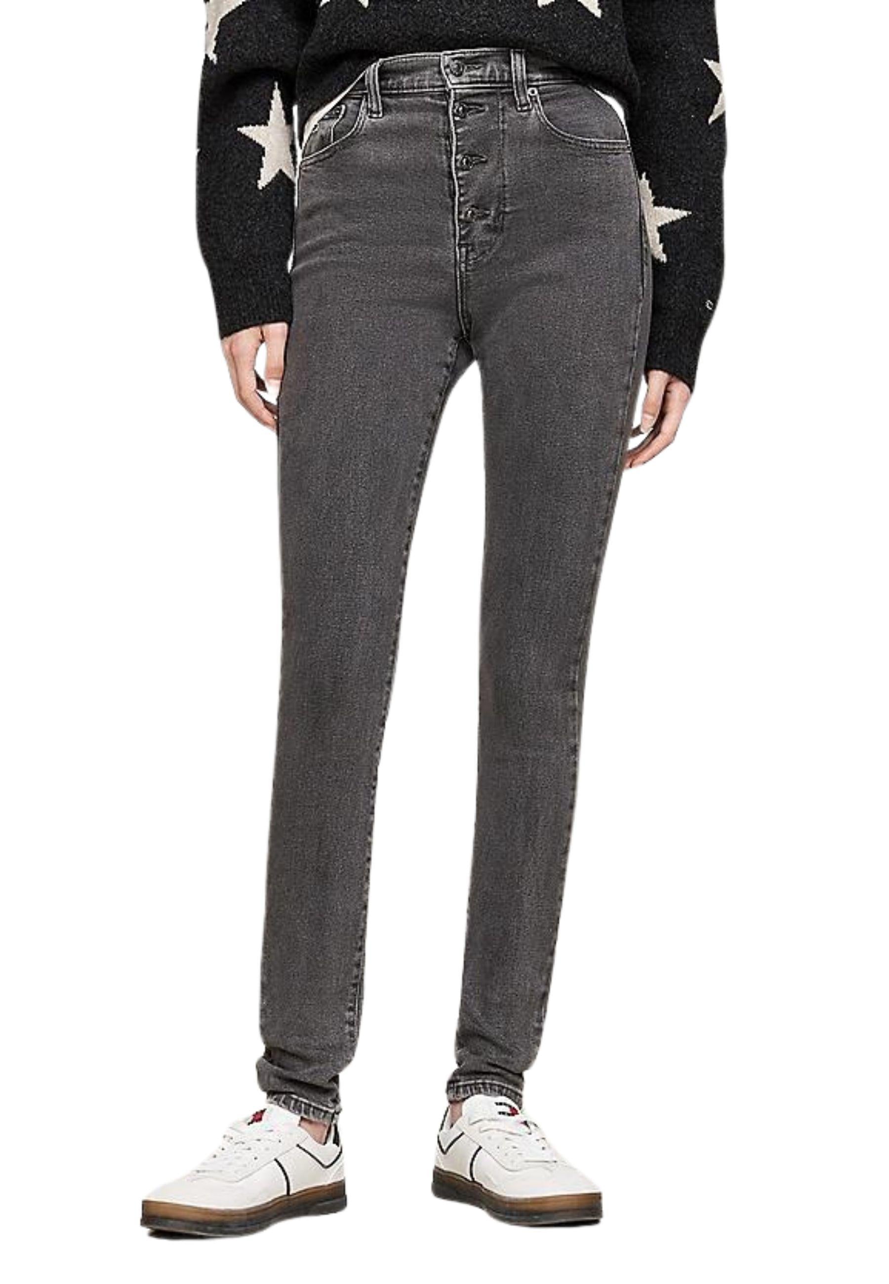 Jeans Sylvia skinny fit a vita alta neri sbiaditi