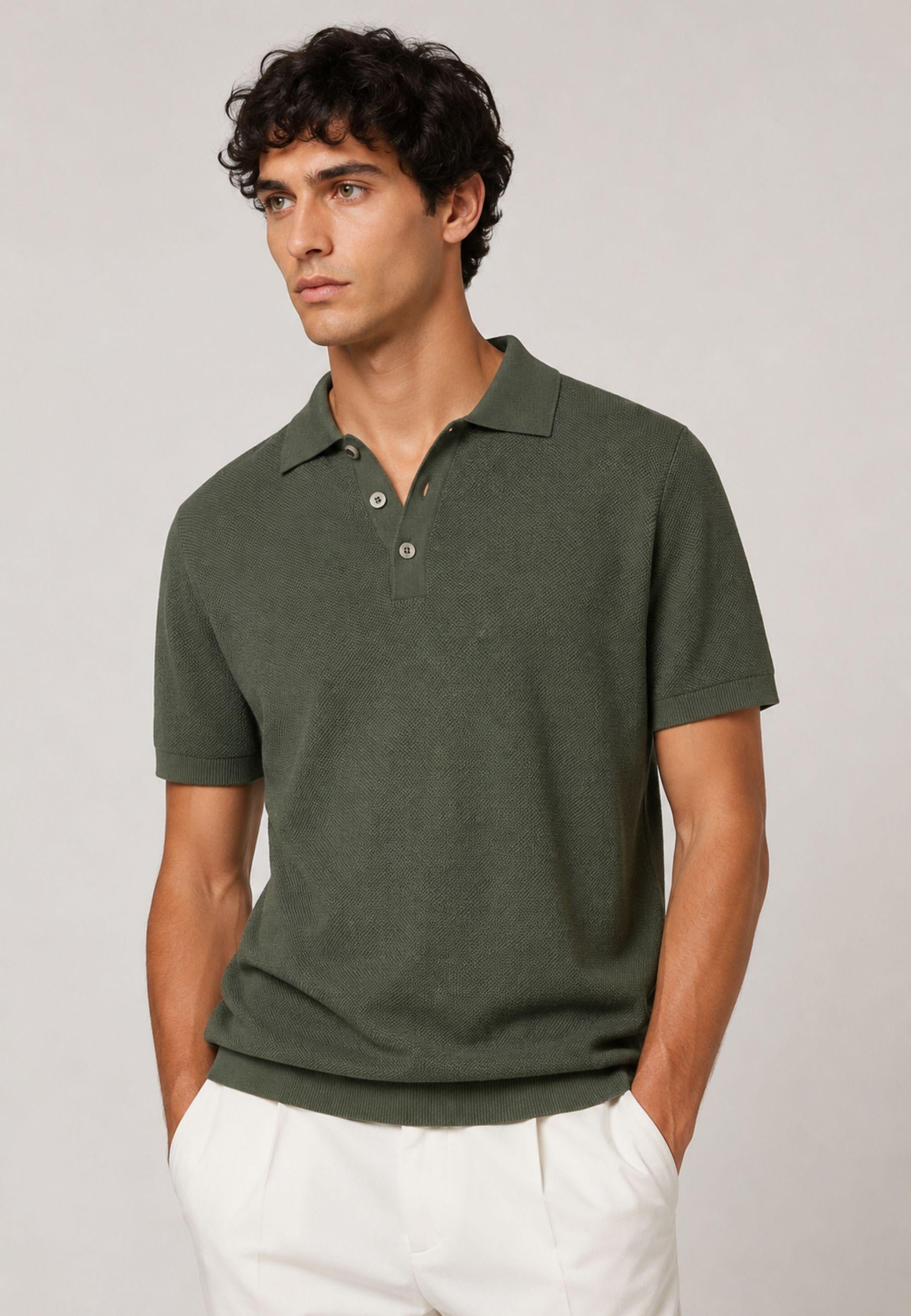 Daniele Fiesoli - Polo in maglia di cotone verde oliva