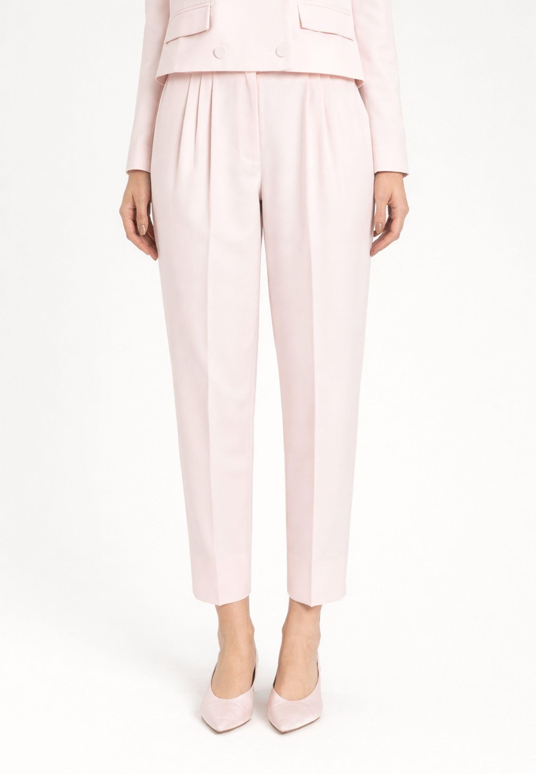 Pantaloni cropped in fresco di misto lana