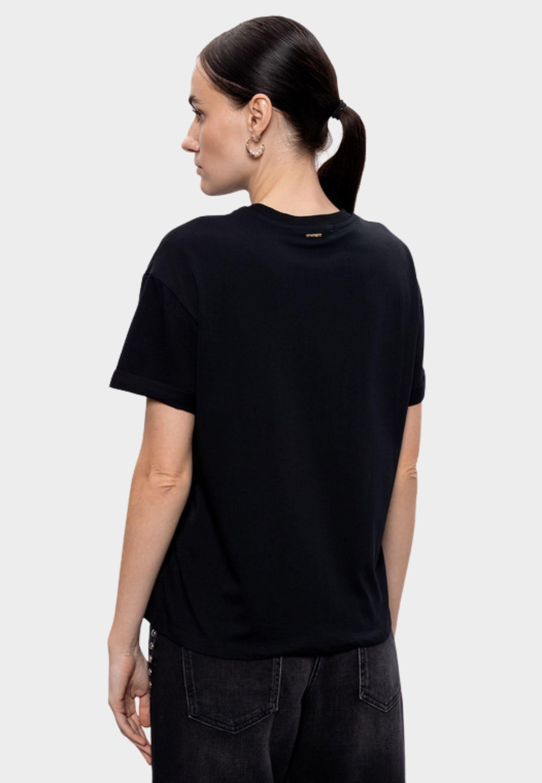 T-shirt "Amore" in cotone con ricamo tono su tono