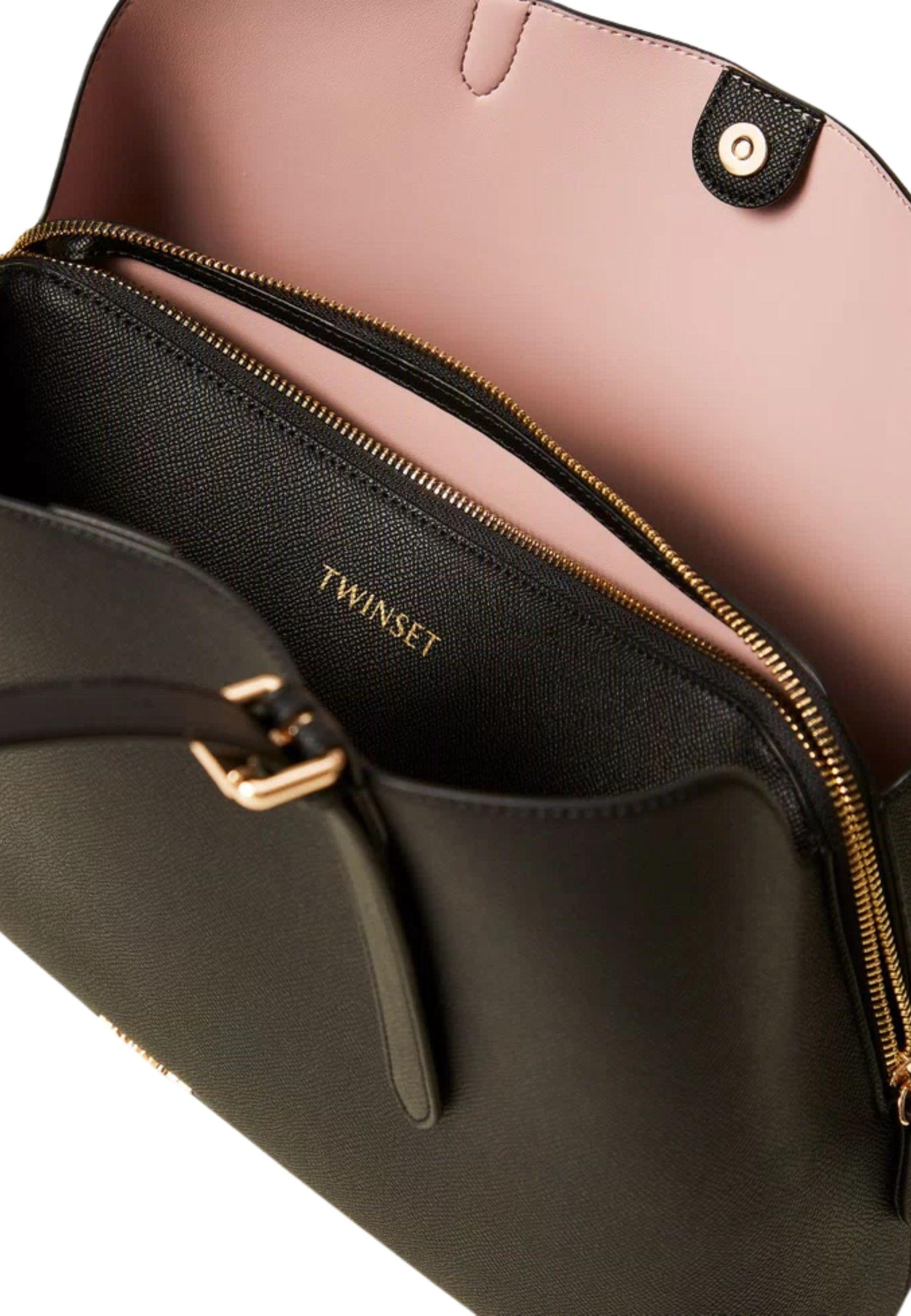 Borsa Tote Bicolor Effetto Pelle Martellata con Fibbie Regolabili