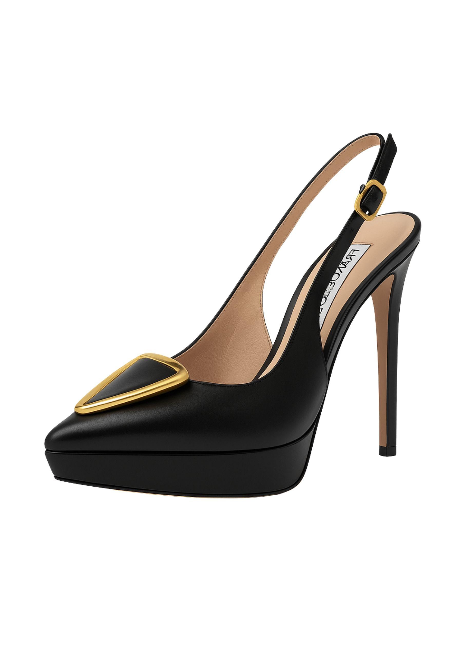 FRANCESCO SACCO - Décolleté Slingback in Pelle con Dettaglio Dorato