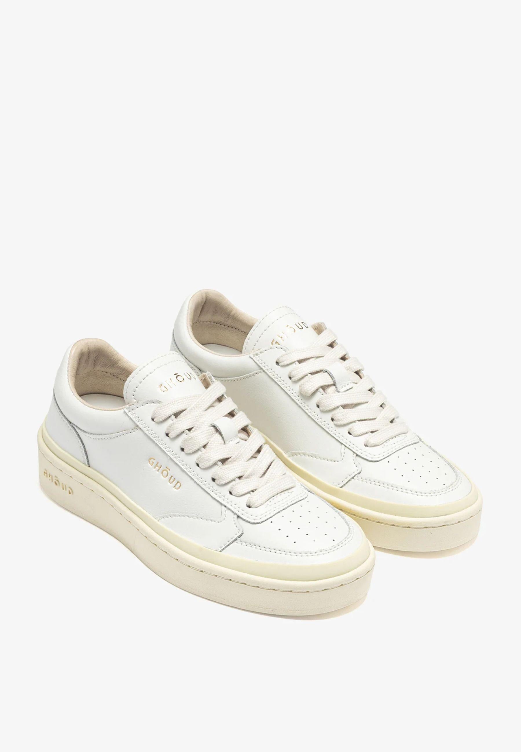 Sneakers uomo Ghoud Pads Bianco Essence - pelle con suola platform