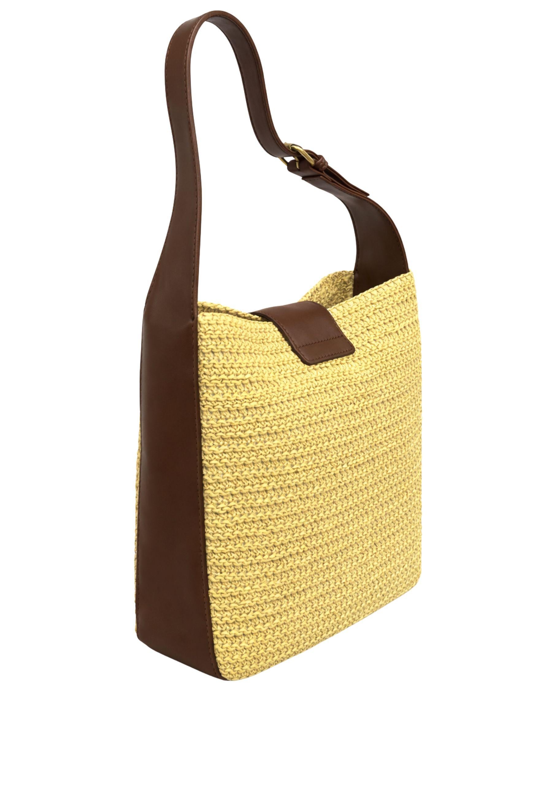 Borsa a spalla intrecciata effetto rafia