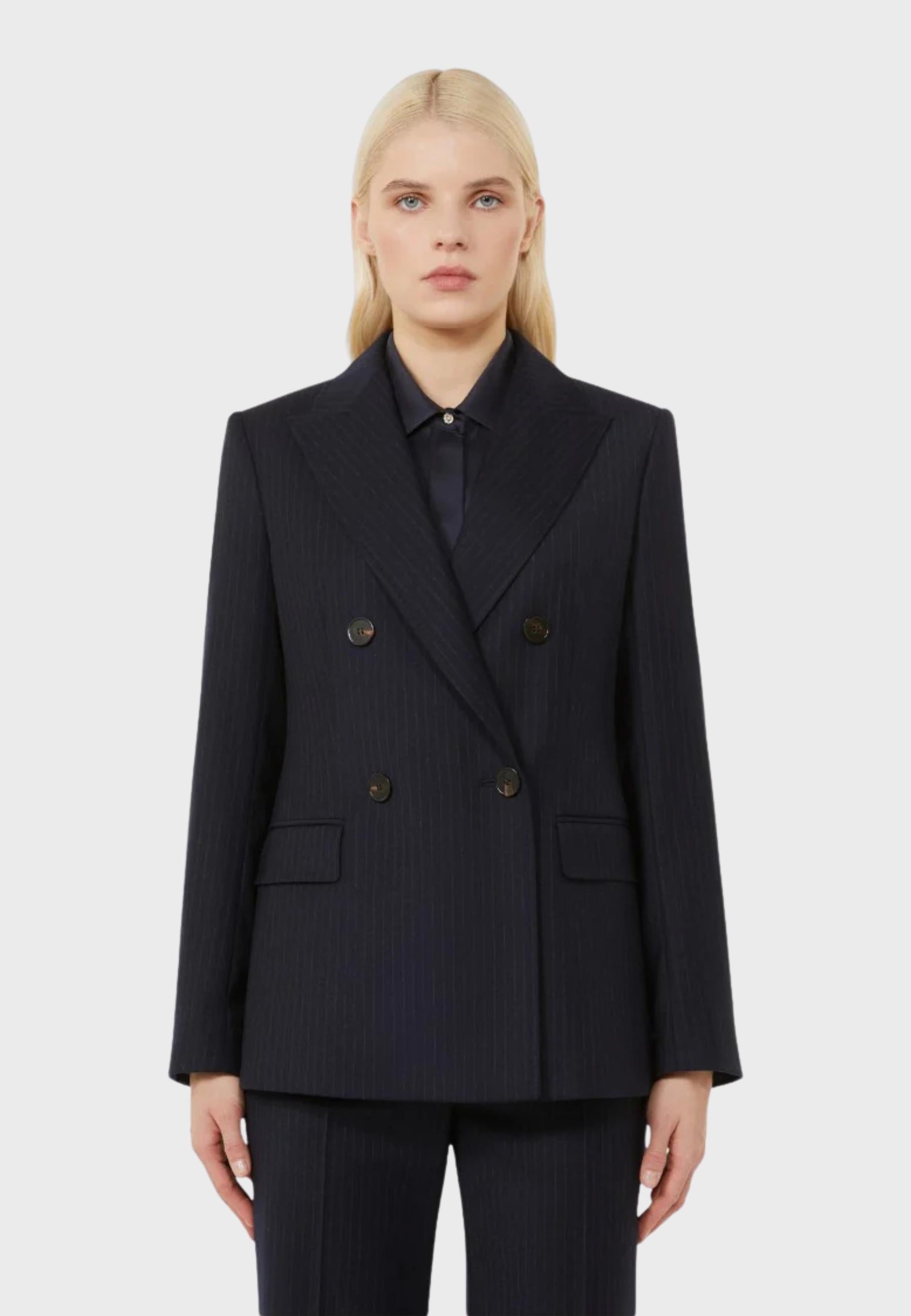 Max Mara Studio Giacca Donna Pucci in flanella di lana stretch gessata