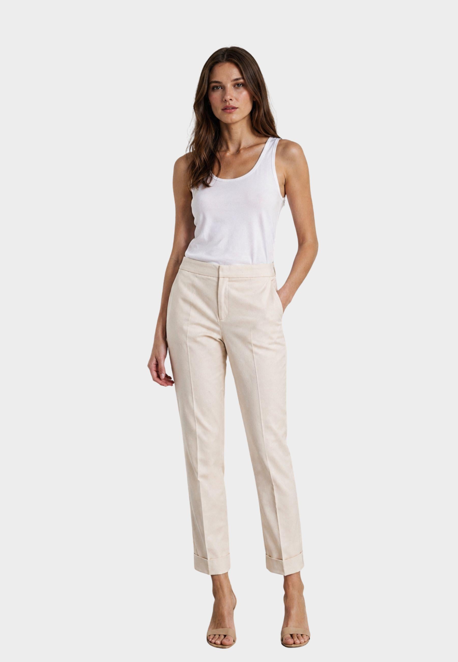 Pantaloni a sigaretta con piega