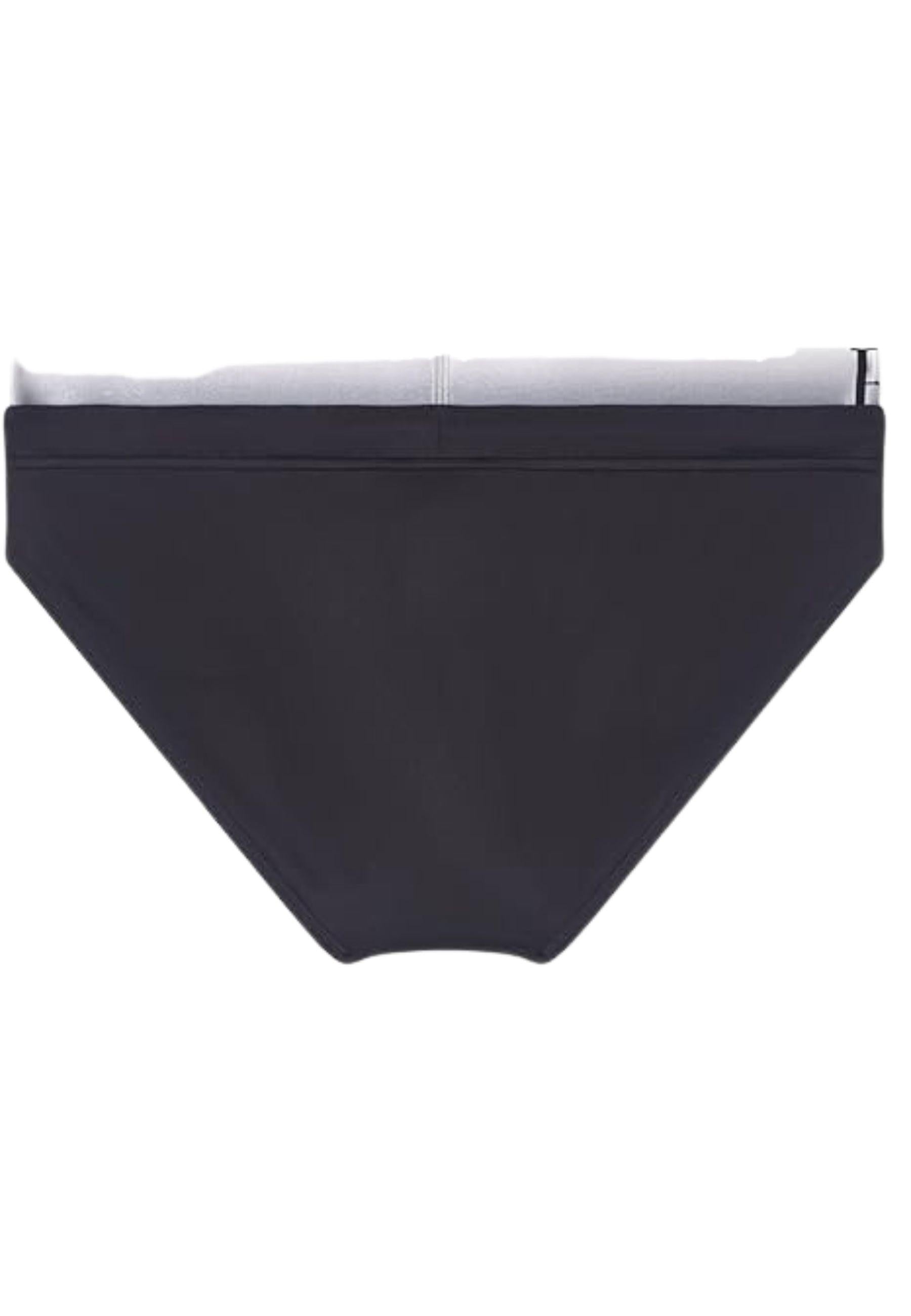 Emporio Armani - Slip mare nero con coulisse e logo jacquard