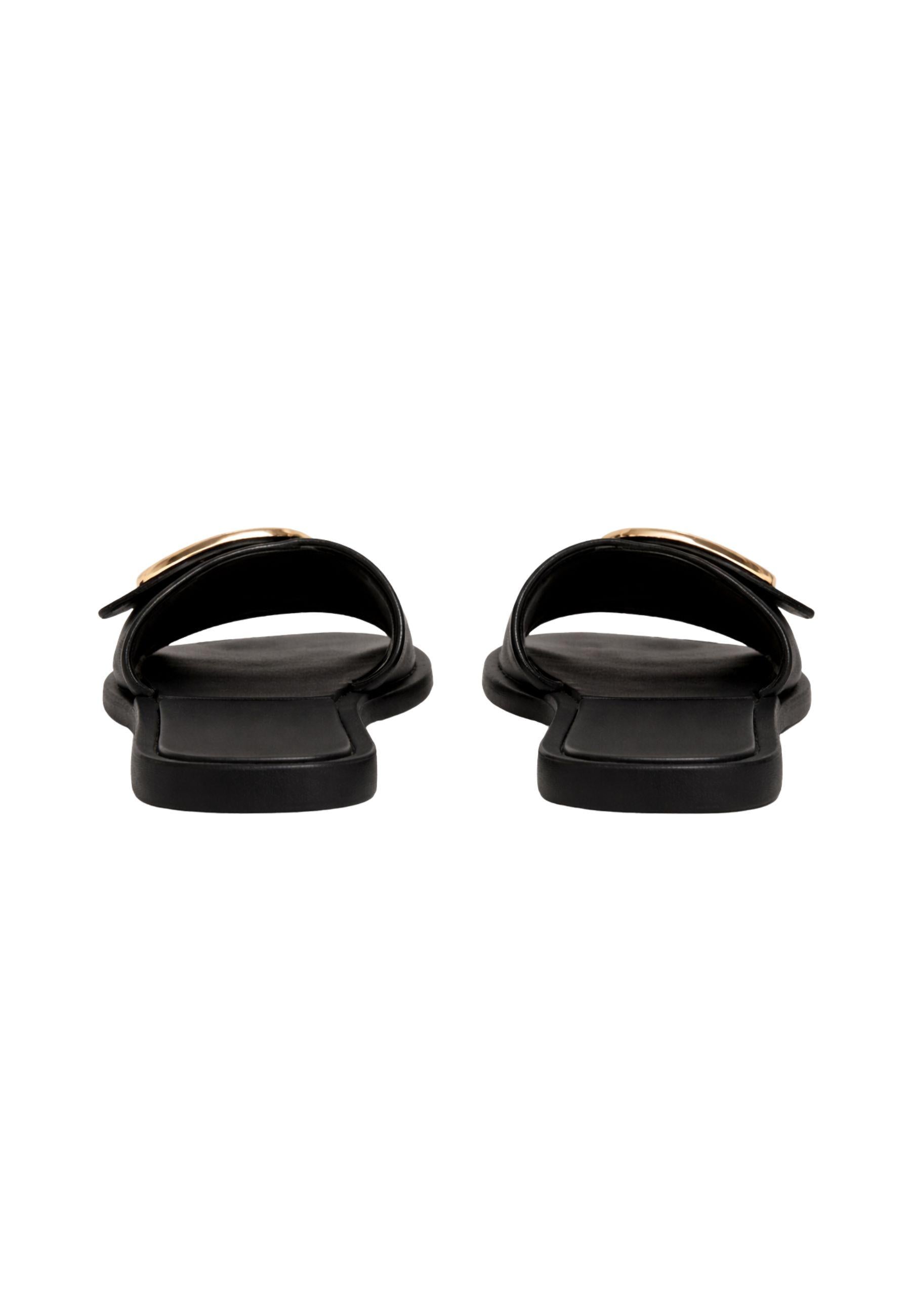 Sandali Slide con Fibbia Logo in Metallo