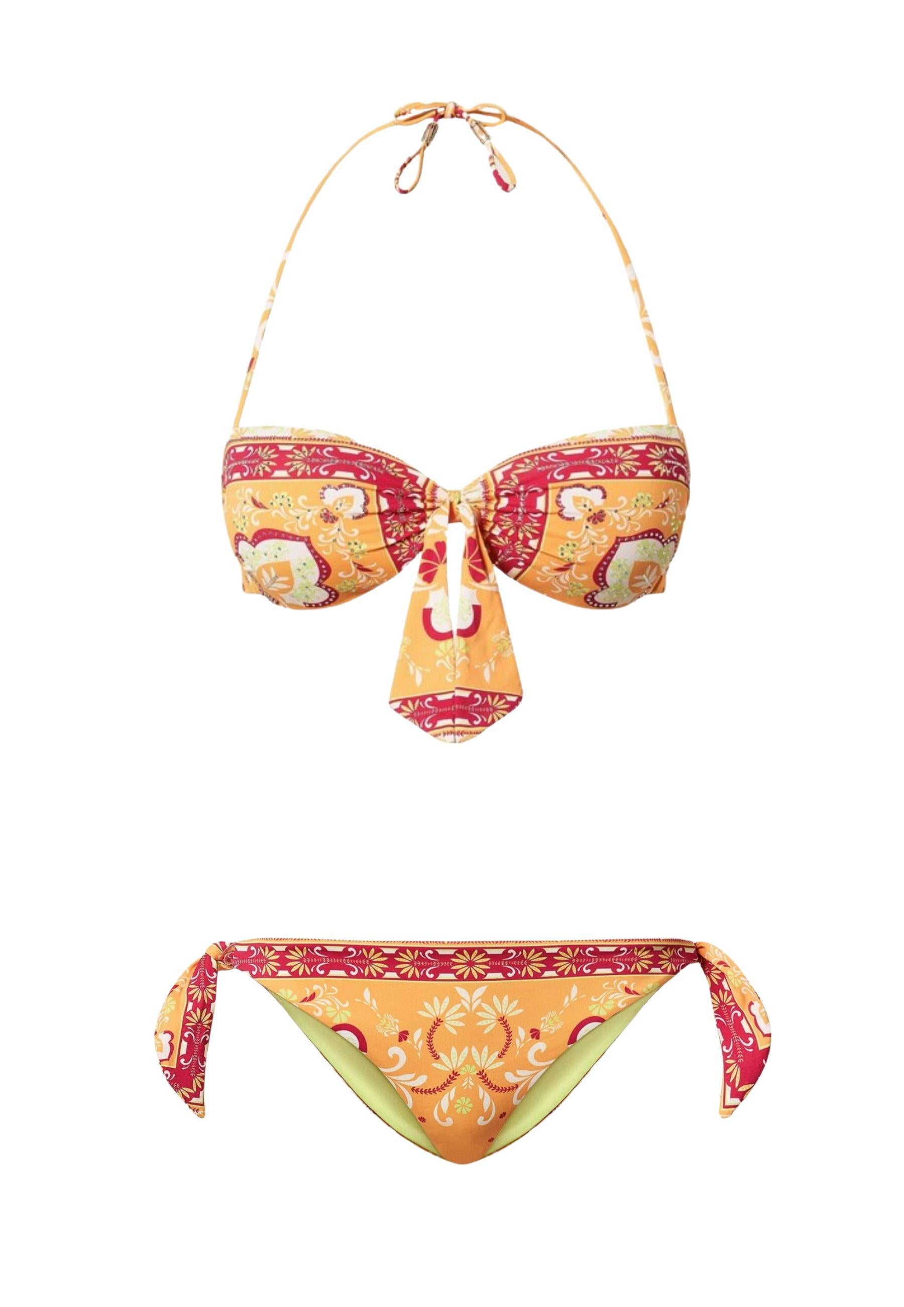 Bikini Twinset fascia e slip tanga con stampa foulard esclusiva