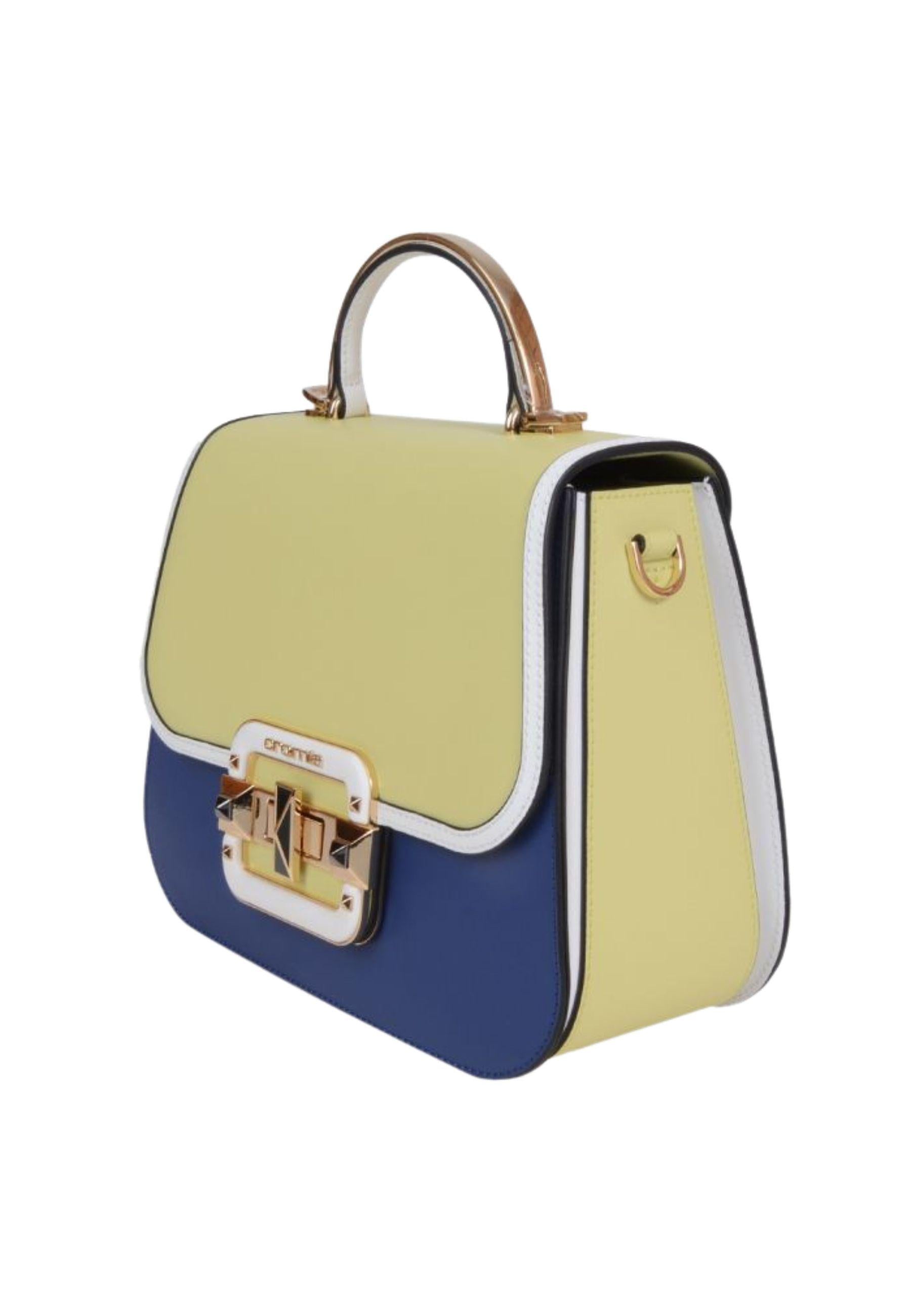 Borsa a mano Cromia in pelle multicolor con patta e chiusura gioiello