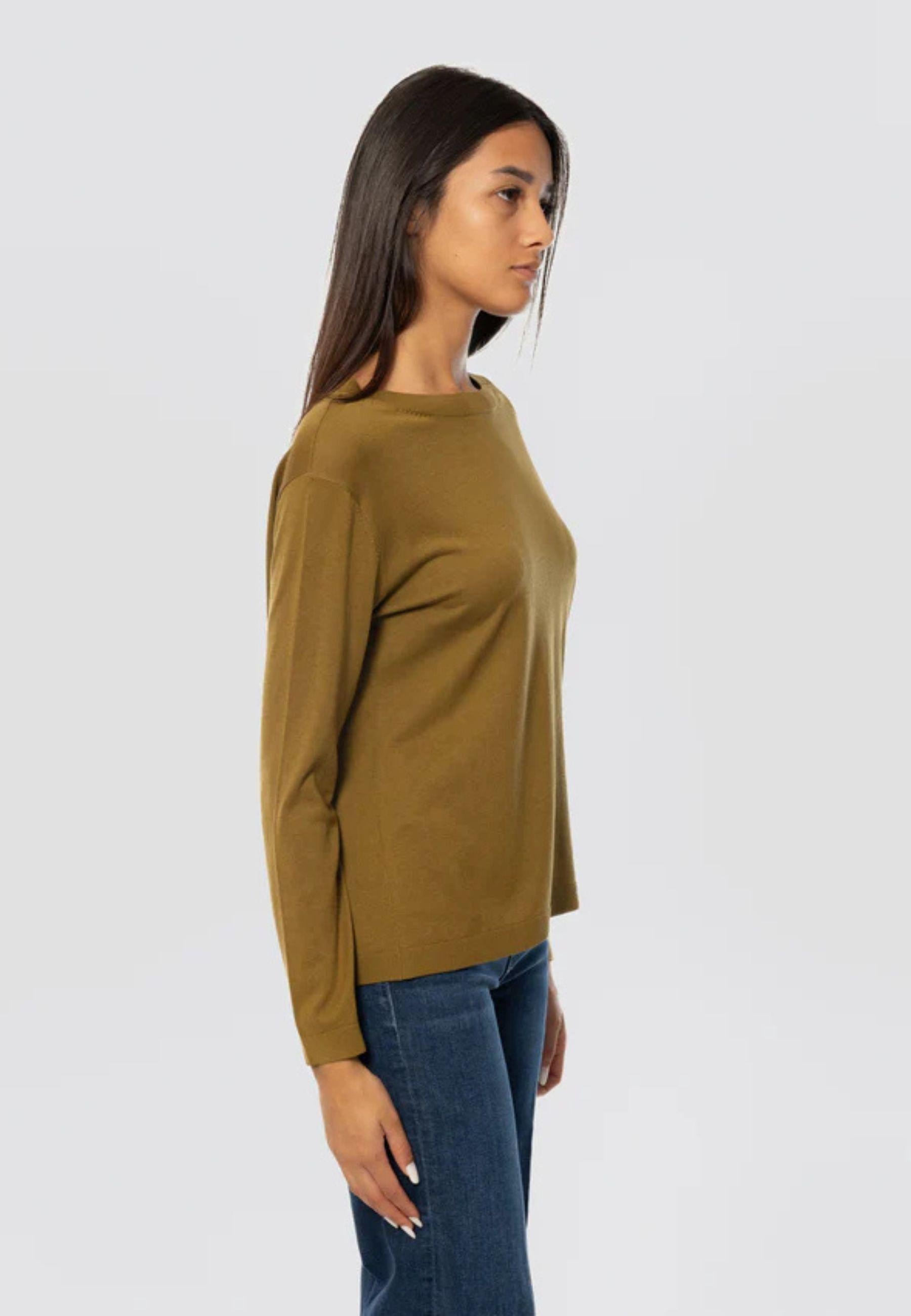 Max Mara MM - Maglia "Arca" in Seta e Cotone con Scollo a Barca