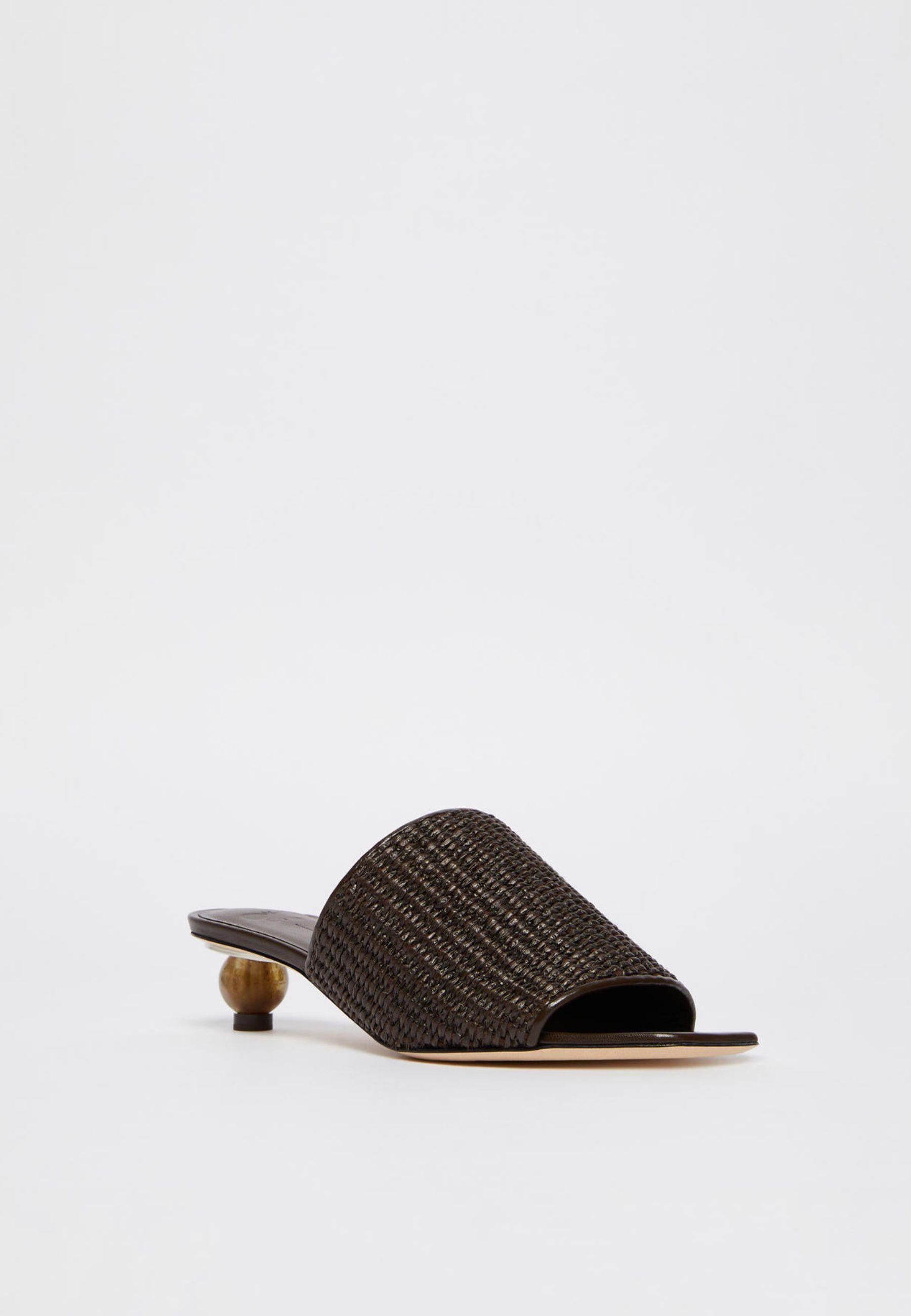 Weekend Max Mara - Sandalo mule effetto rafia con tacco boule