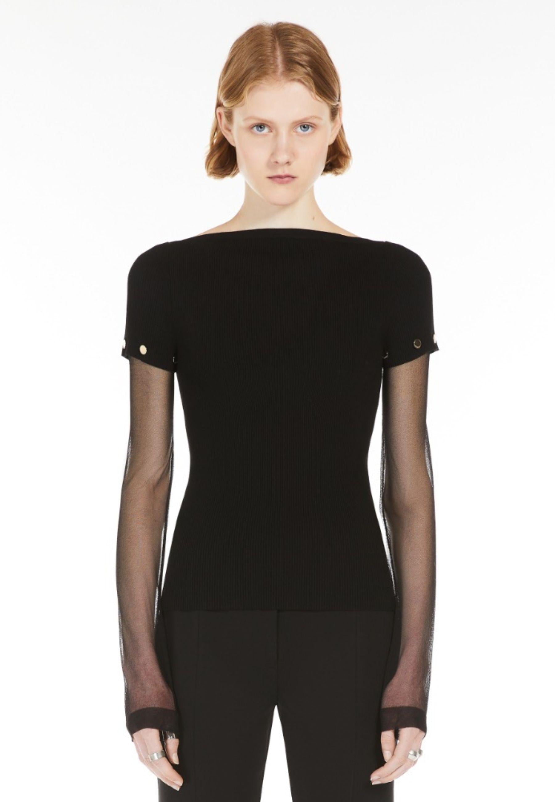 SPORTMAX - Maglia "Alcide" in viscosa stretch con maniche rimovibili