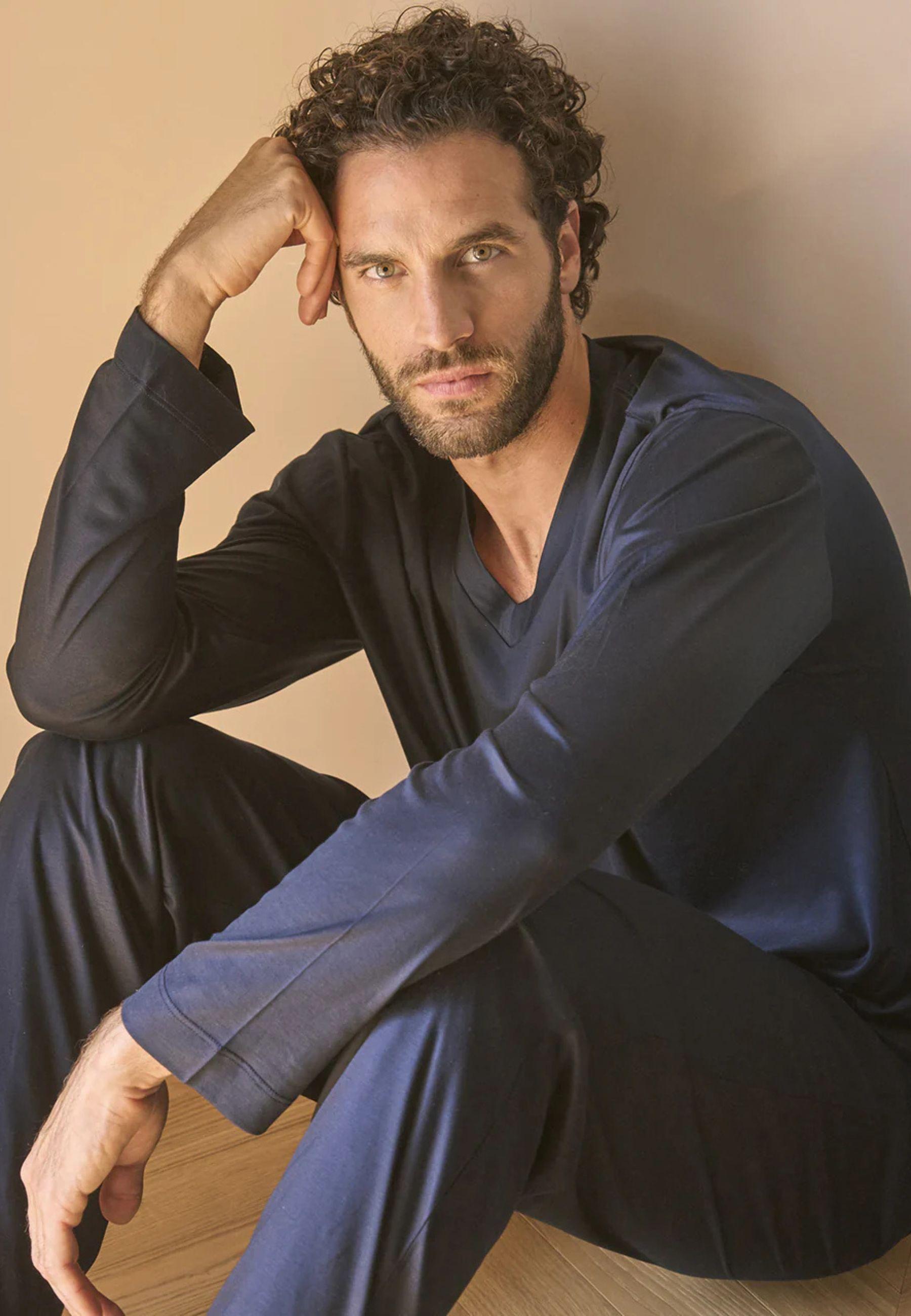 Pigiama Uomo Collo V in Lyocell 100% - Ultra Leggero e Traspirante