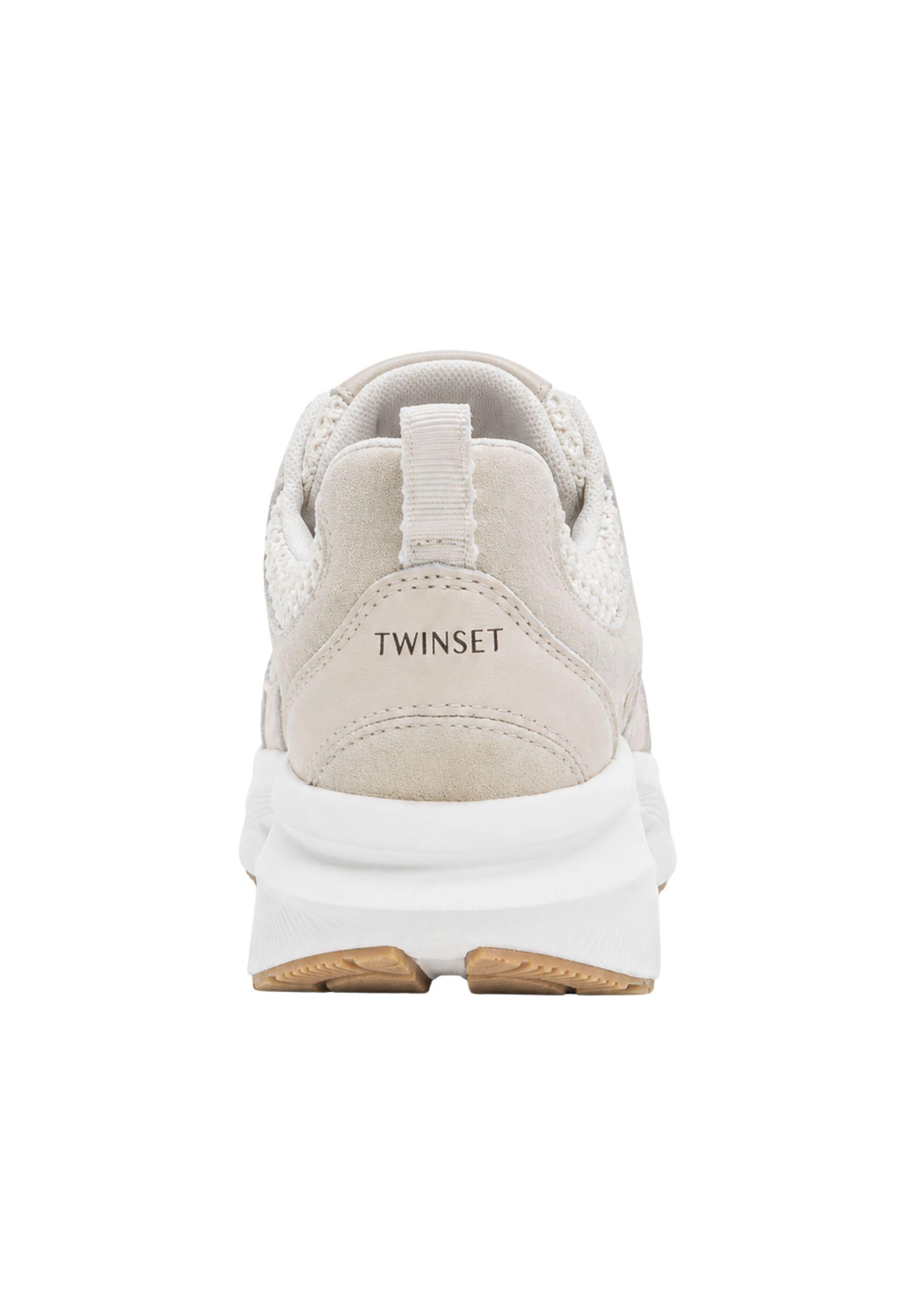 Sneakers platform in pelle e mesh