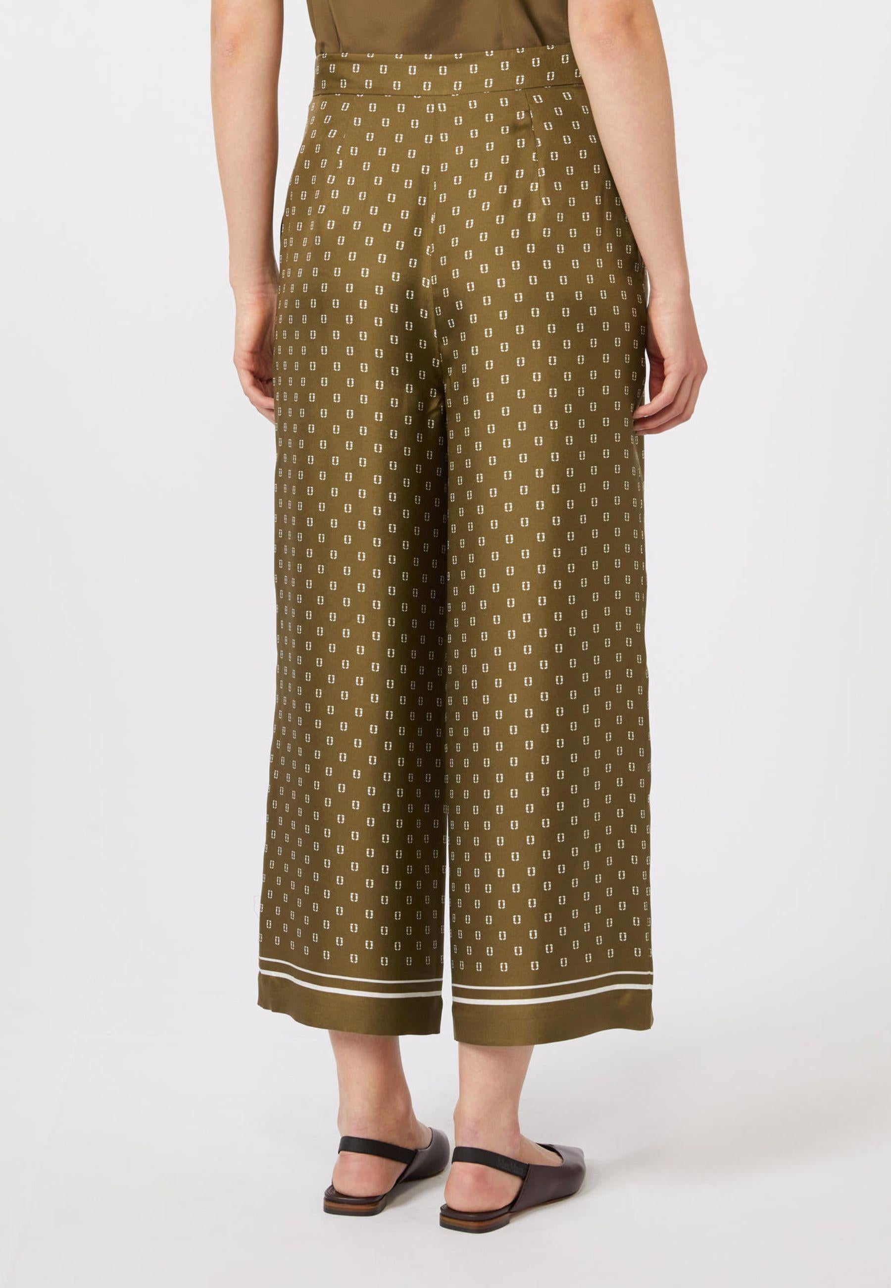 Max Mara Studio - Pantalone cropped in seta con stampa foulard