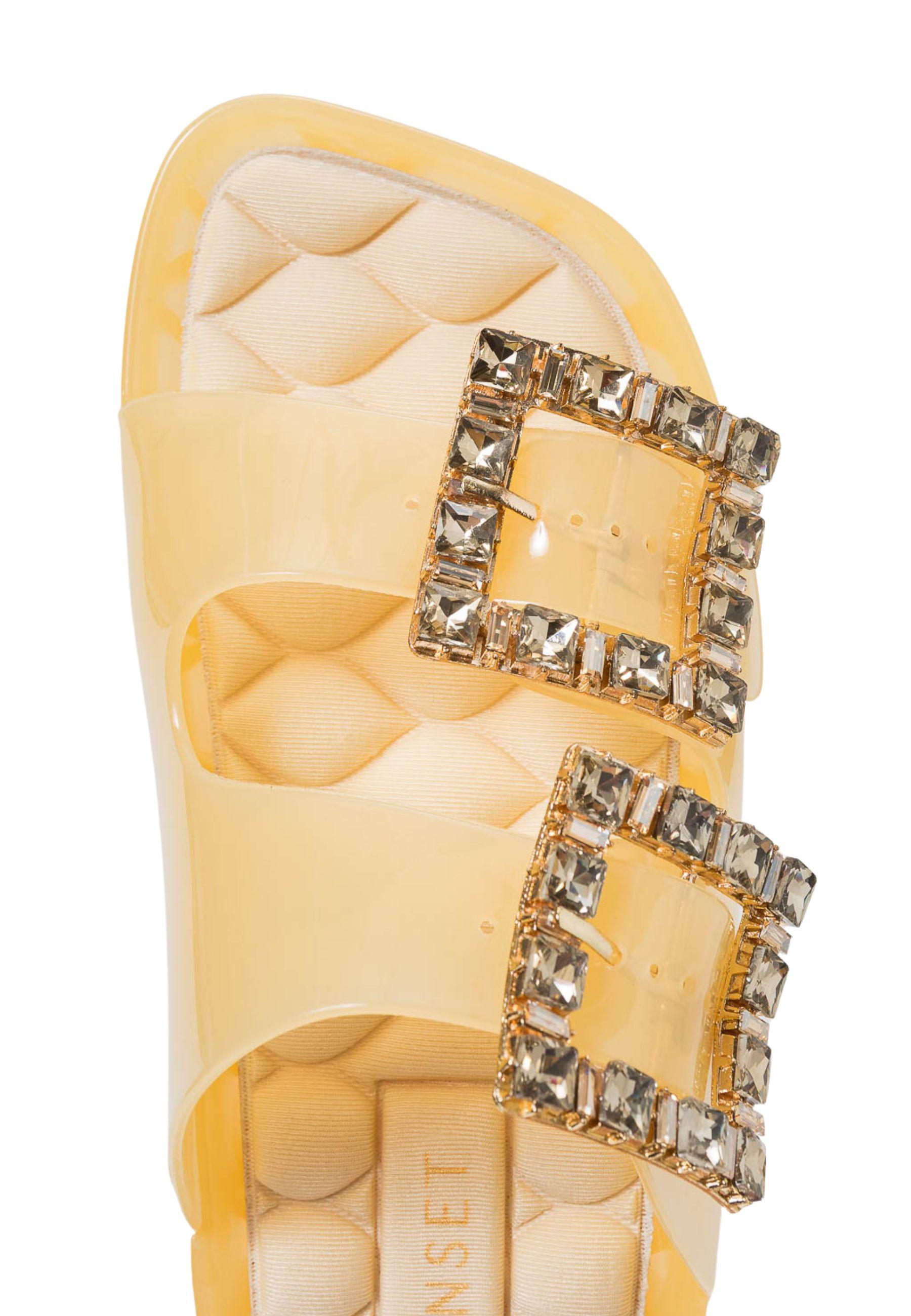 Sandali flat con maxi fibbie gioiello