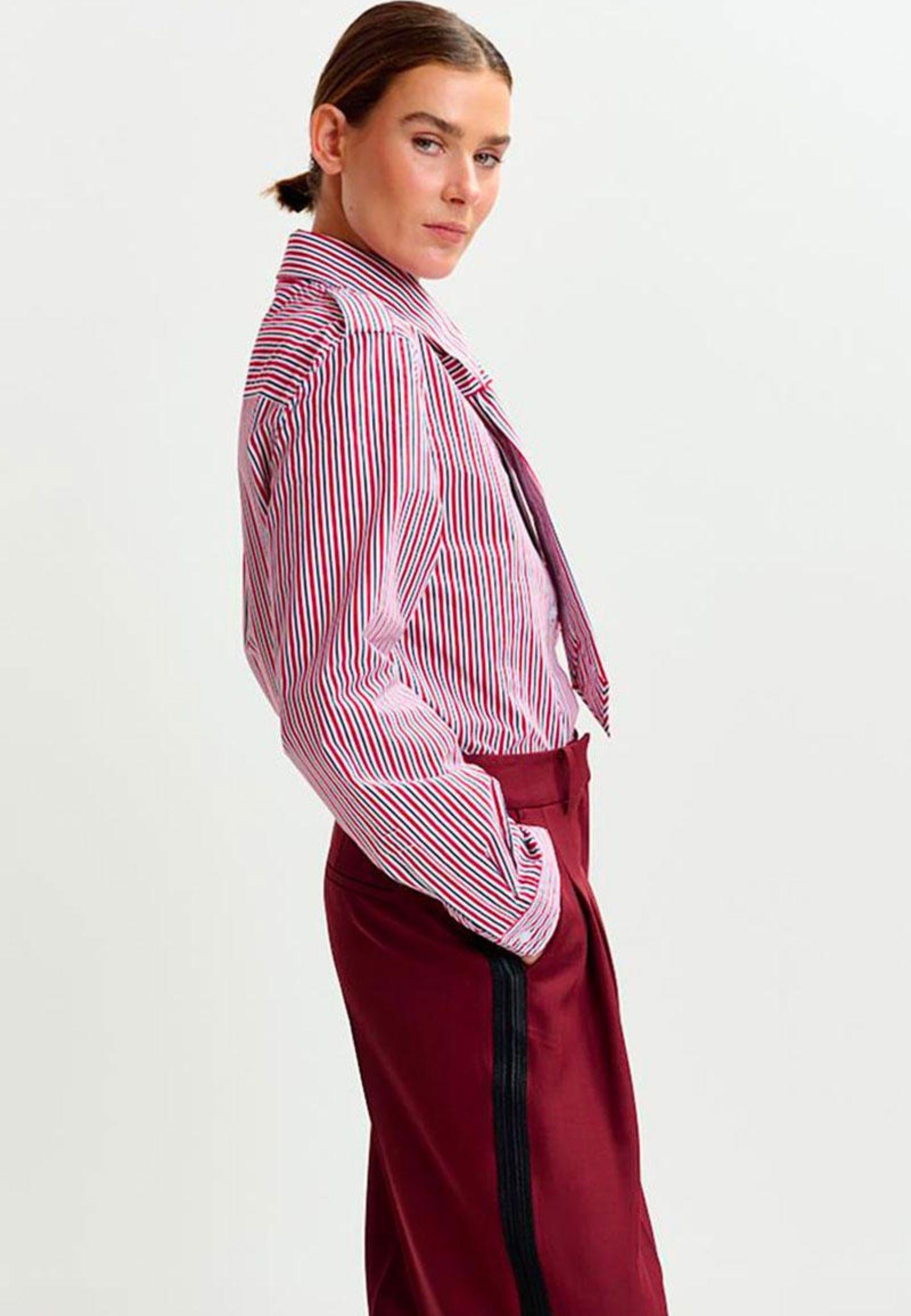 Camicia boxy a righe con fiocco removibile - Essentiel Antwerp