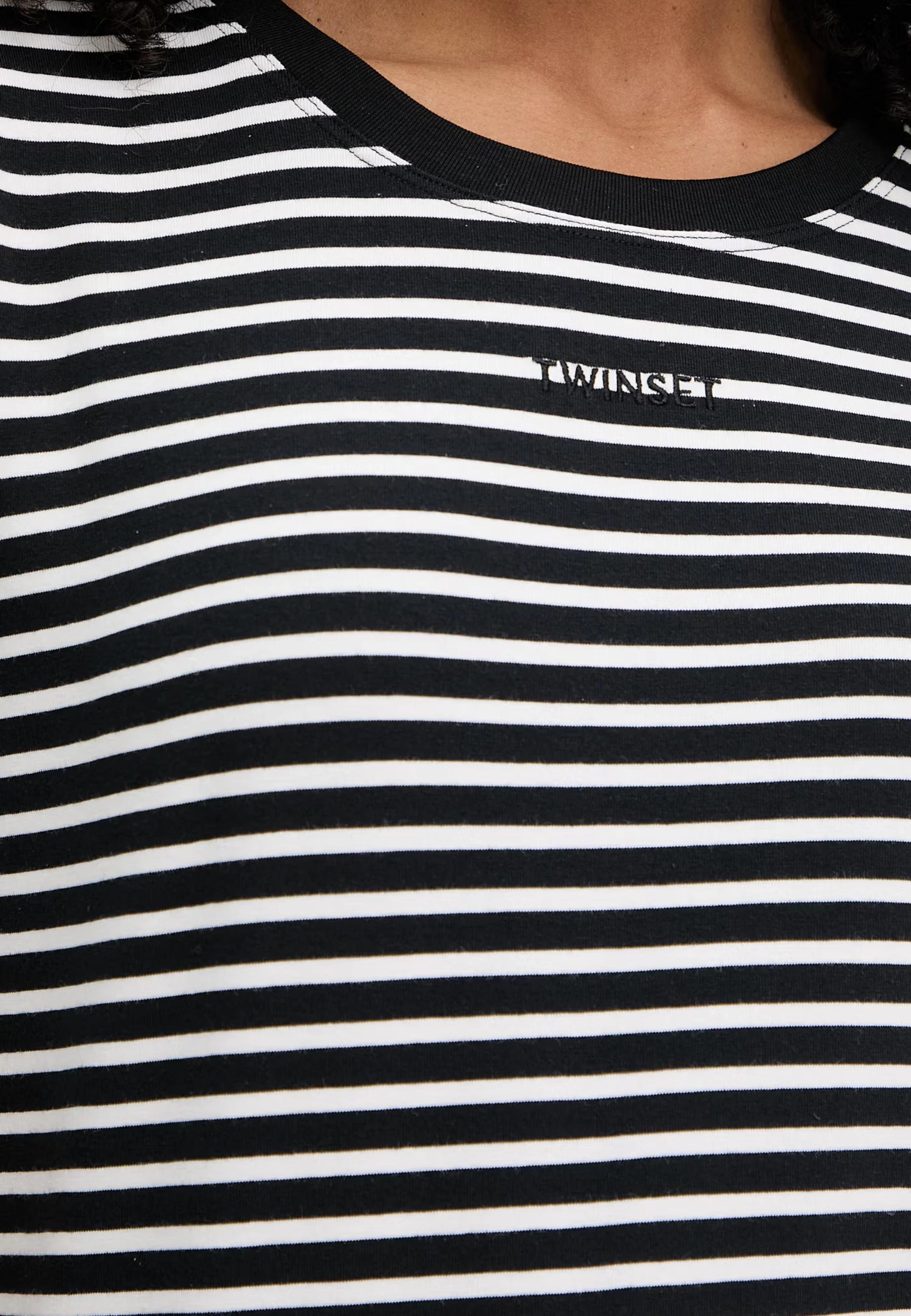 T-shirt Twinset a righe con logo ricamato