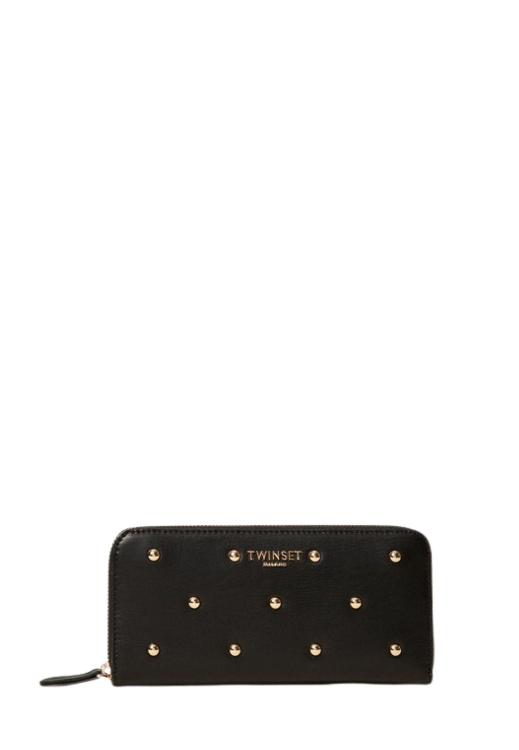 Portafoglio Zip Around con Borchie Oro