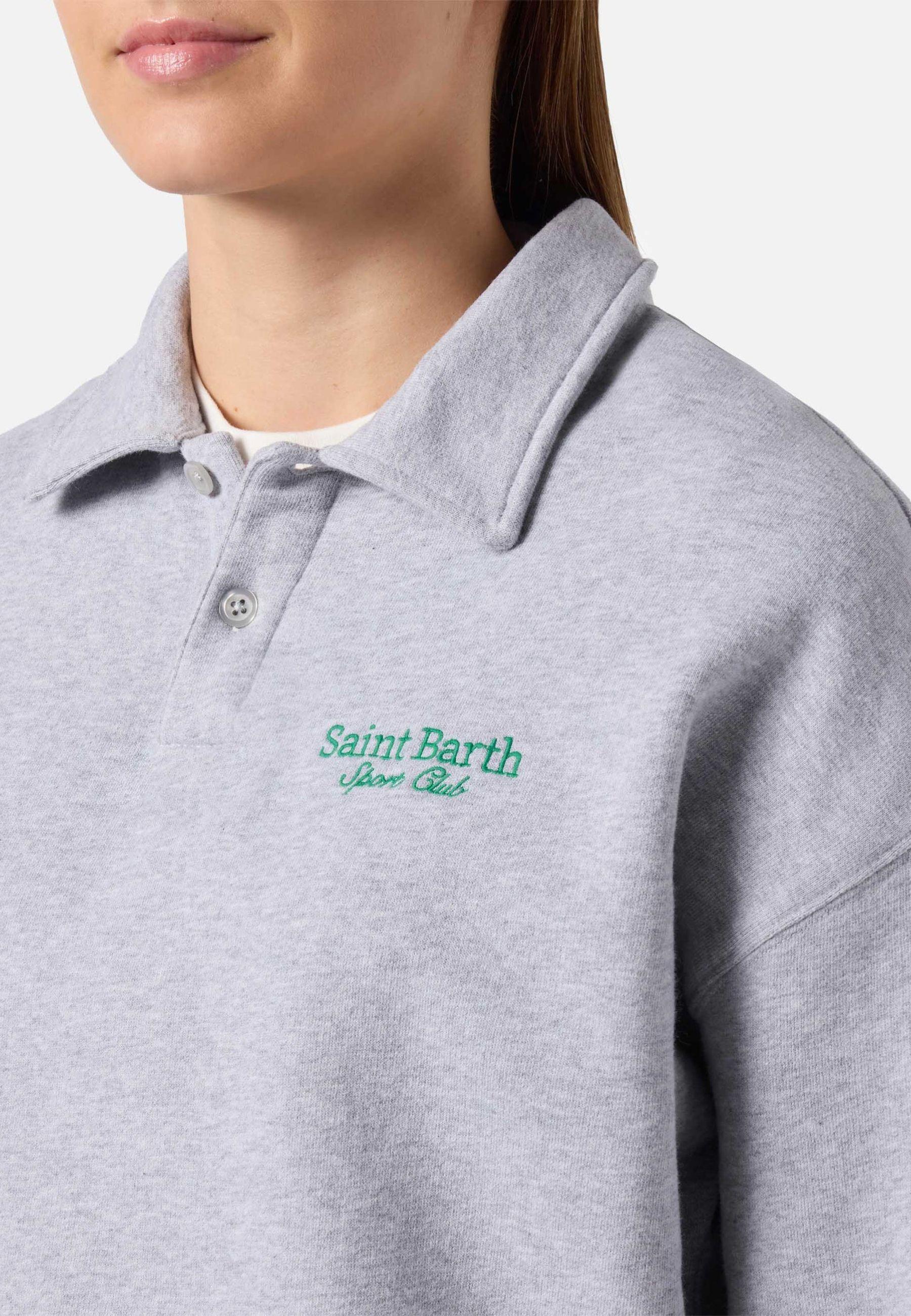 MC2 Saint Barth - Felpa Berenice grigio melange con ricamo Saint Barth Sport Club
