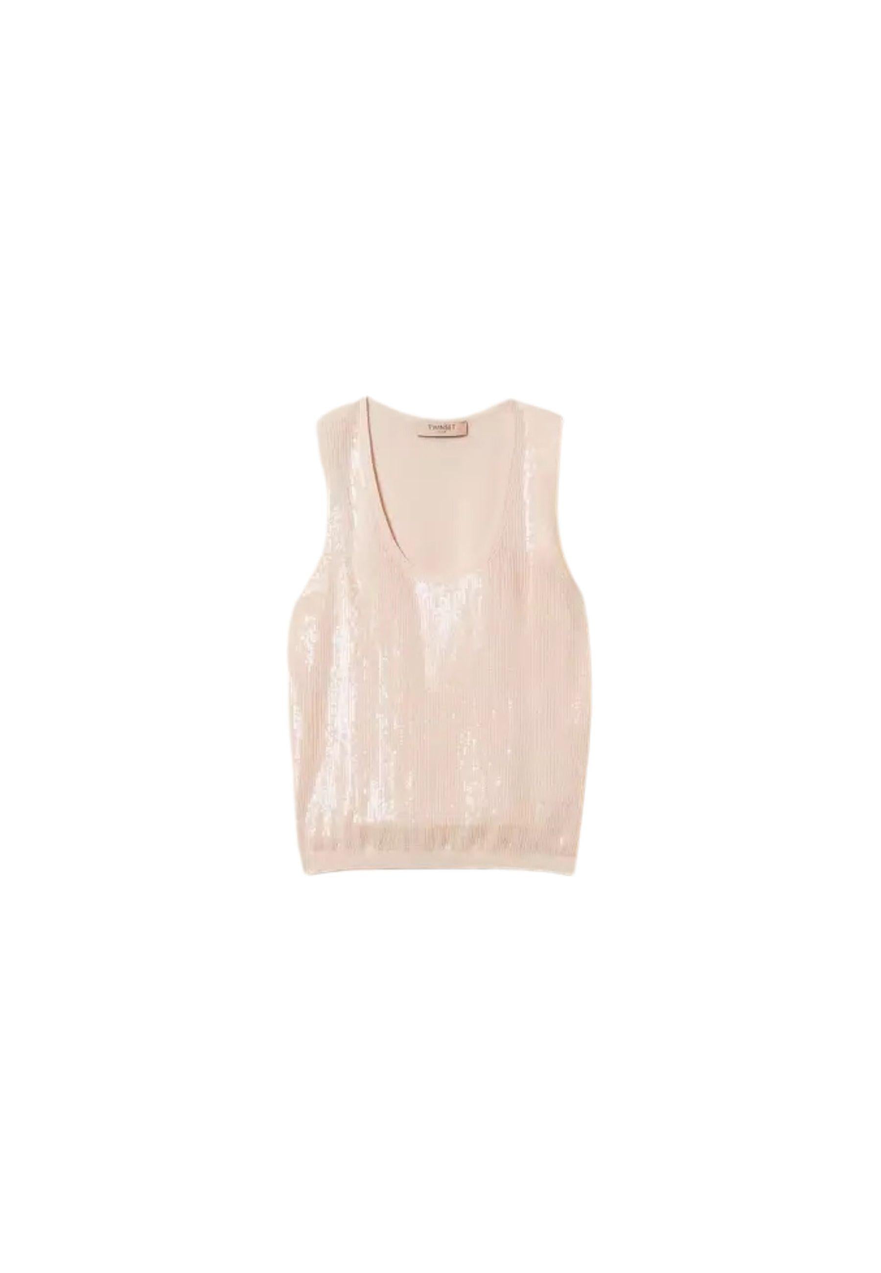 Top in maglia con paillettes