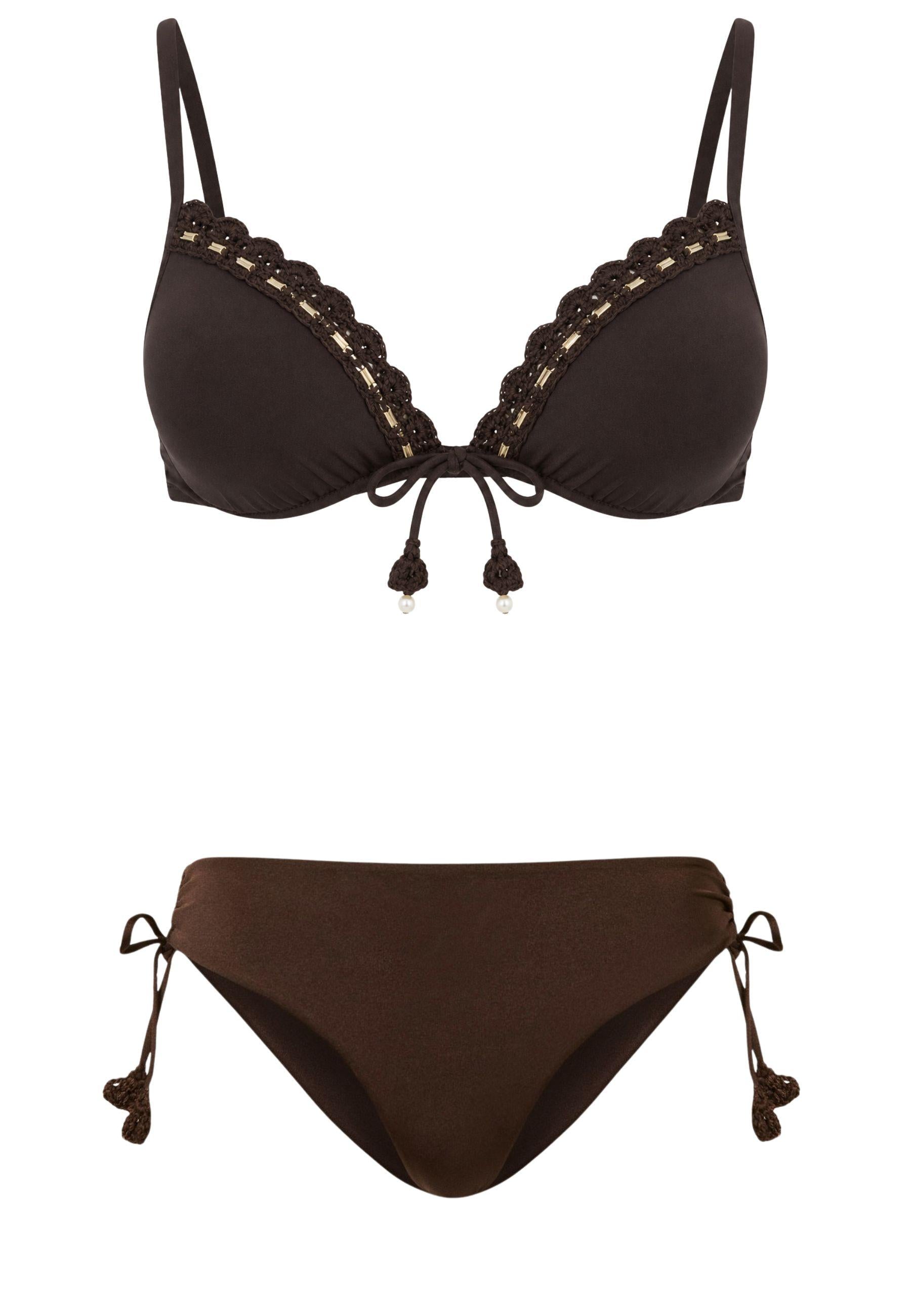 Bikini Push-Up Twinset Coppa C con Profilo Crochet e Slip Regolabile