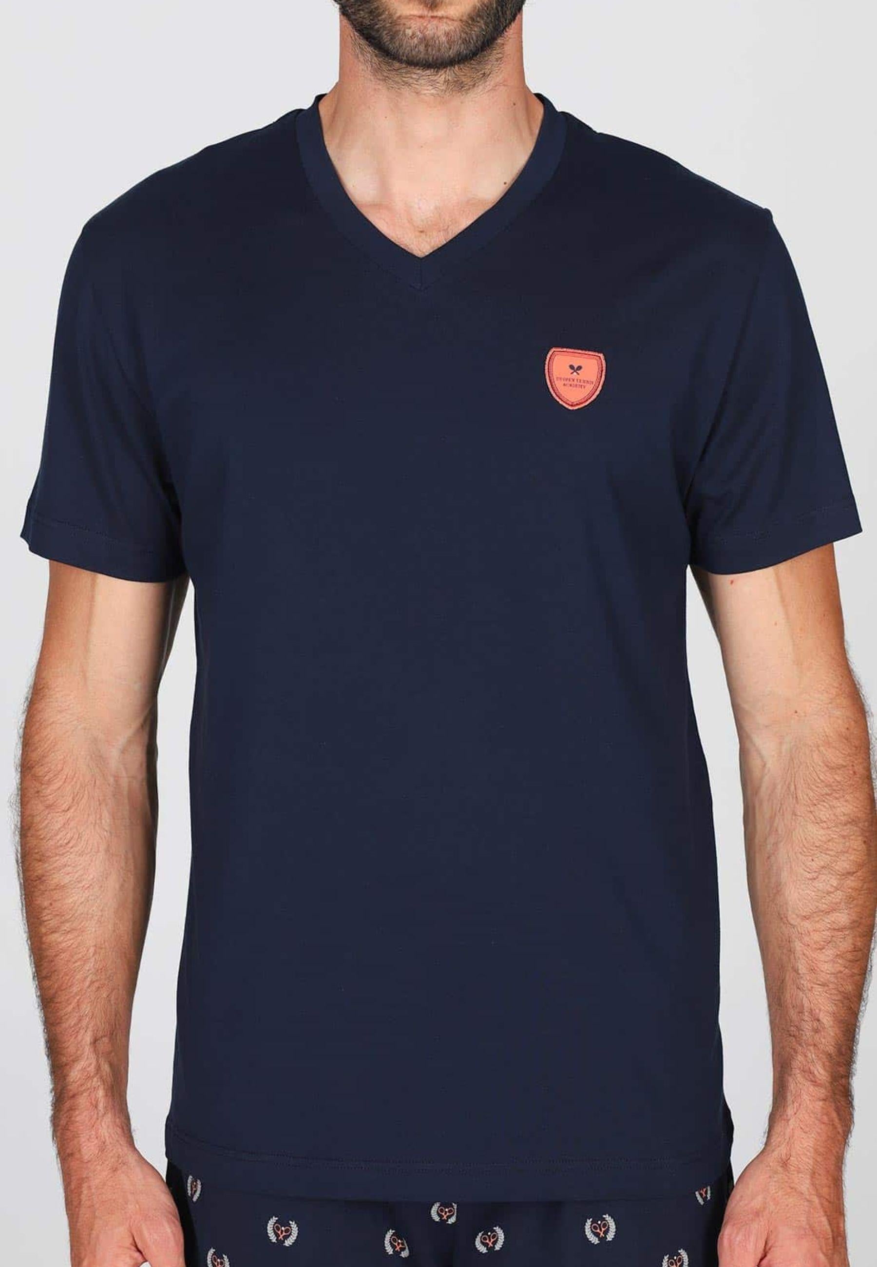 Pigiama Corto Uomo Julipet in Cotone - Blu Fantasia Tennis