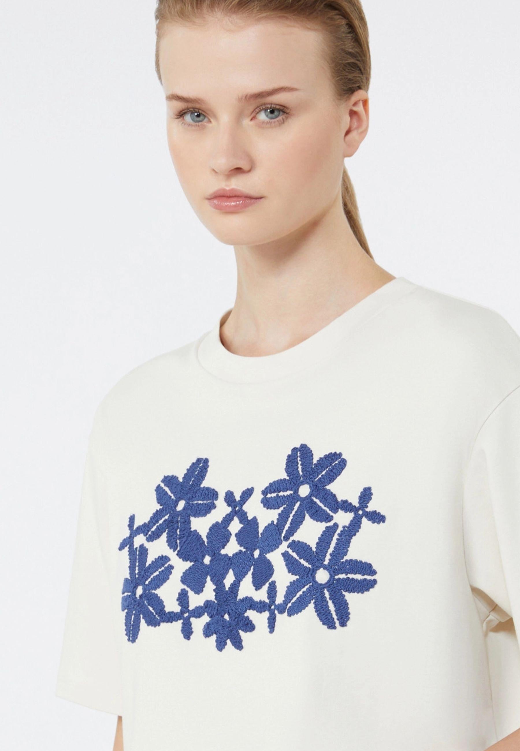 T-shirt boxy in jersey di cotone con stampa