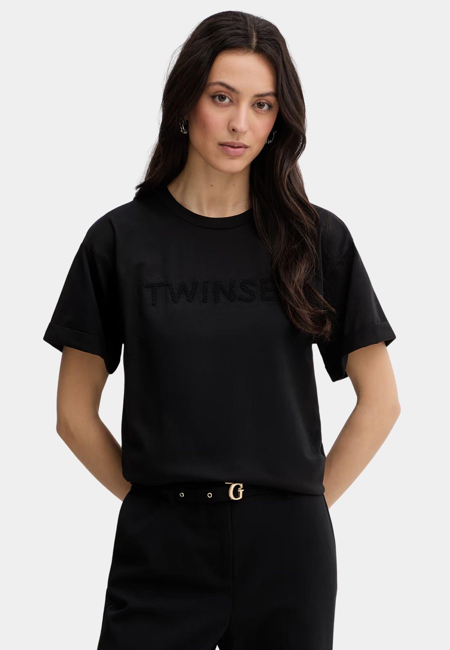 T-shirt Twinset con logo ricamato tono su tono