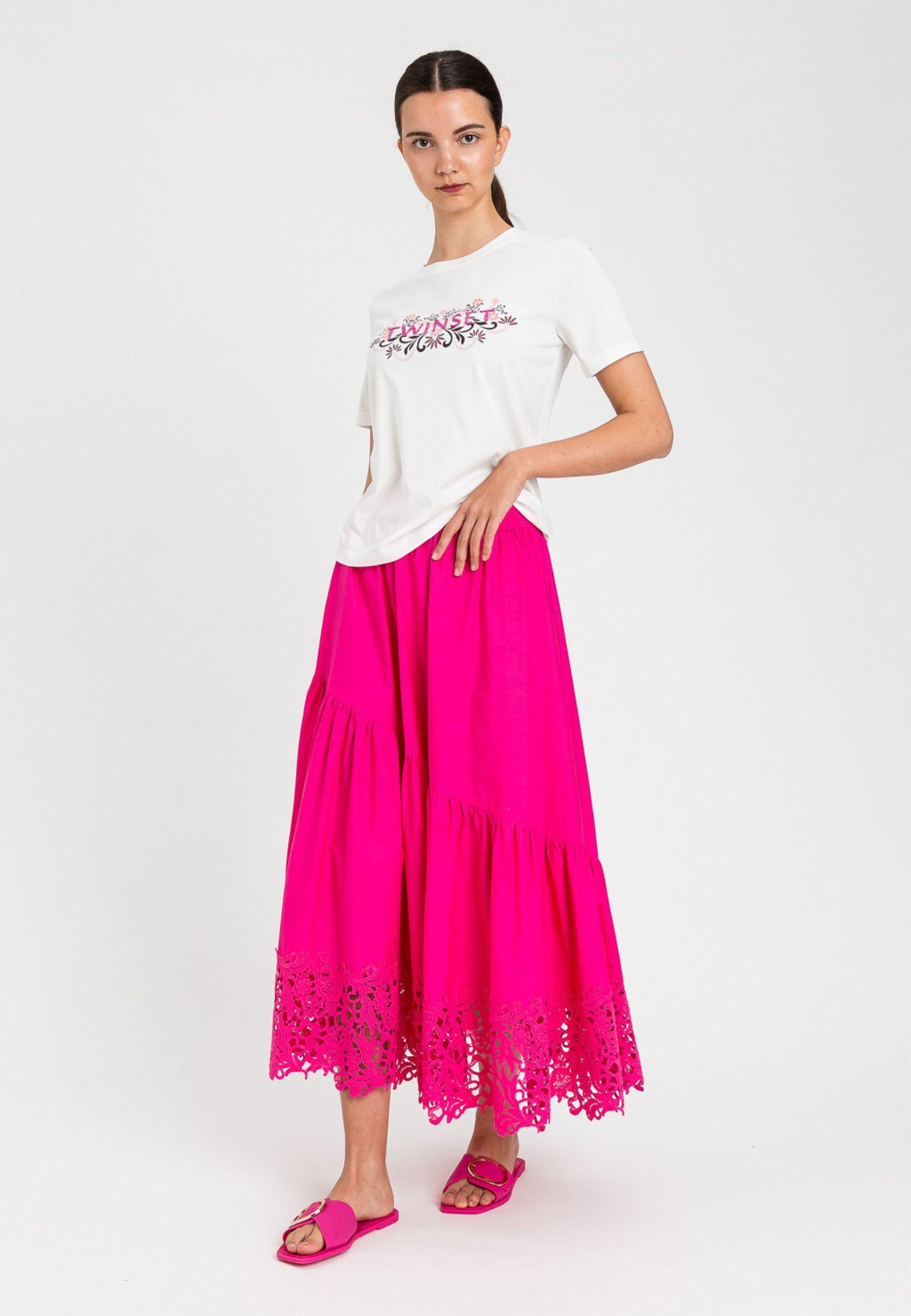 T-shirt con ricamo logo Twinset