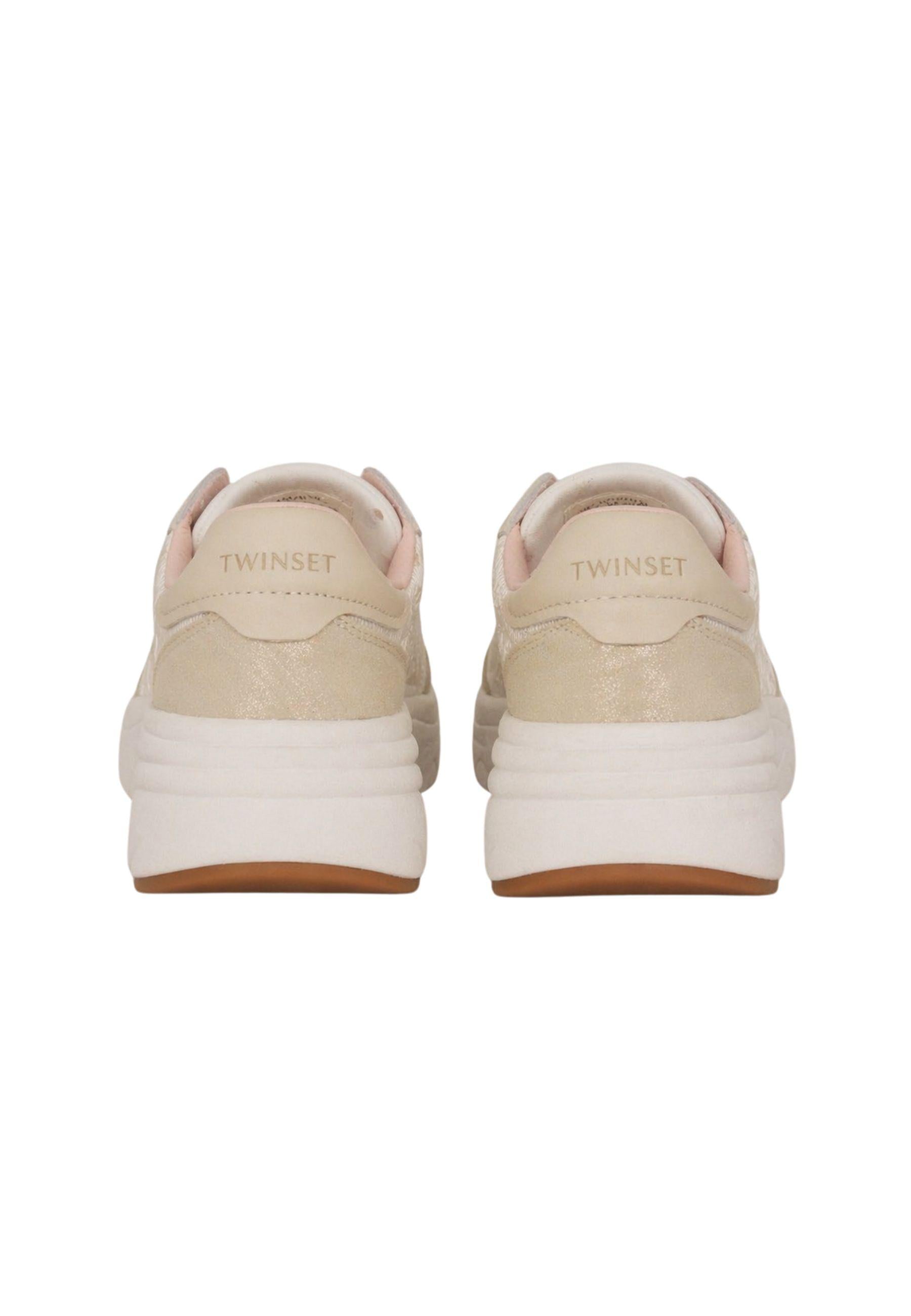 Sneakers Twinset in tessuto con ricamo floreale