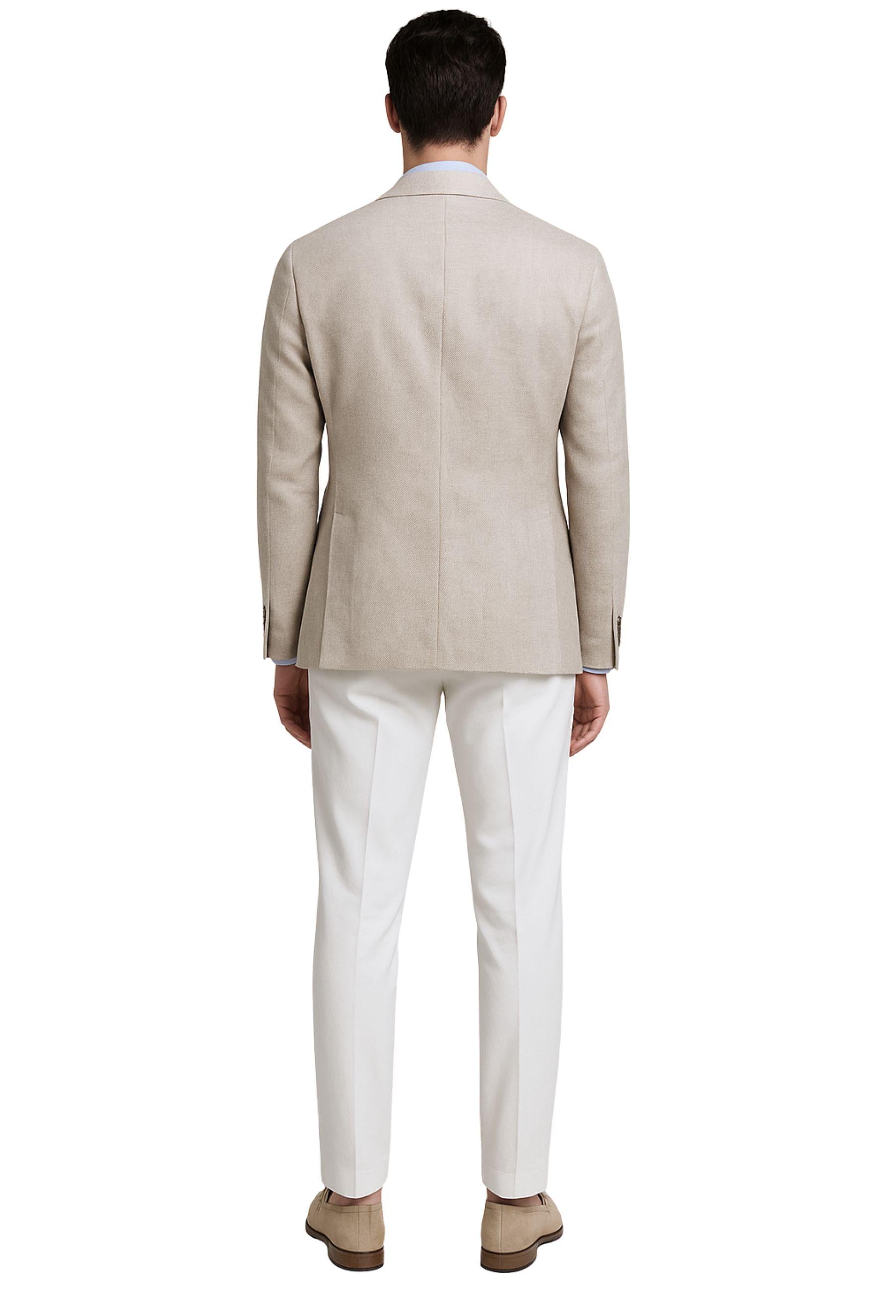 Giacca Doppiopetto in Lino e Cotone - Beige<BR/>