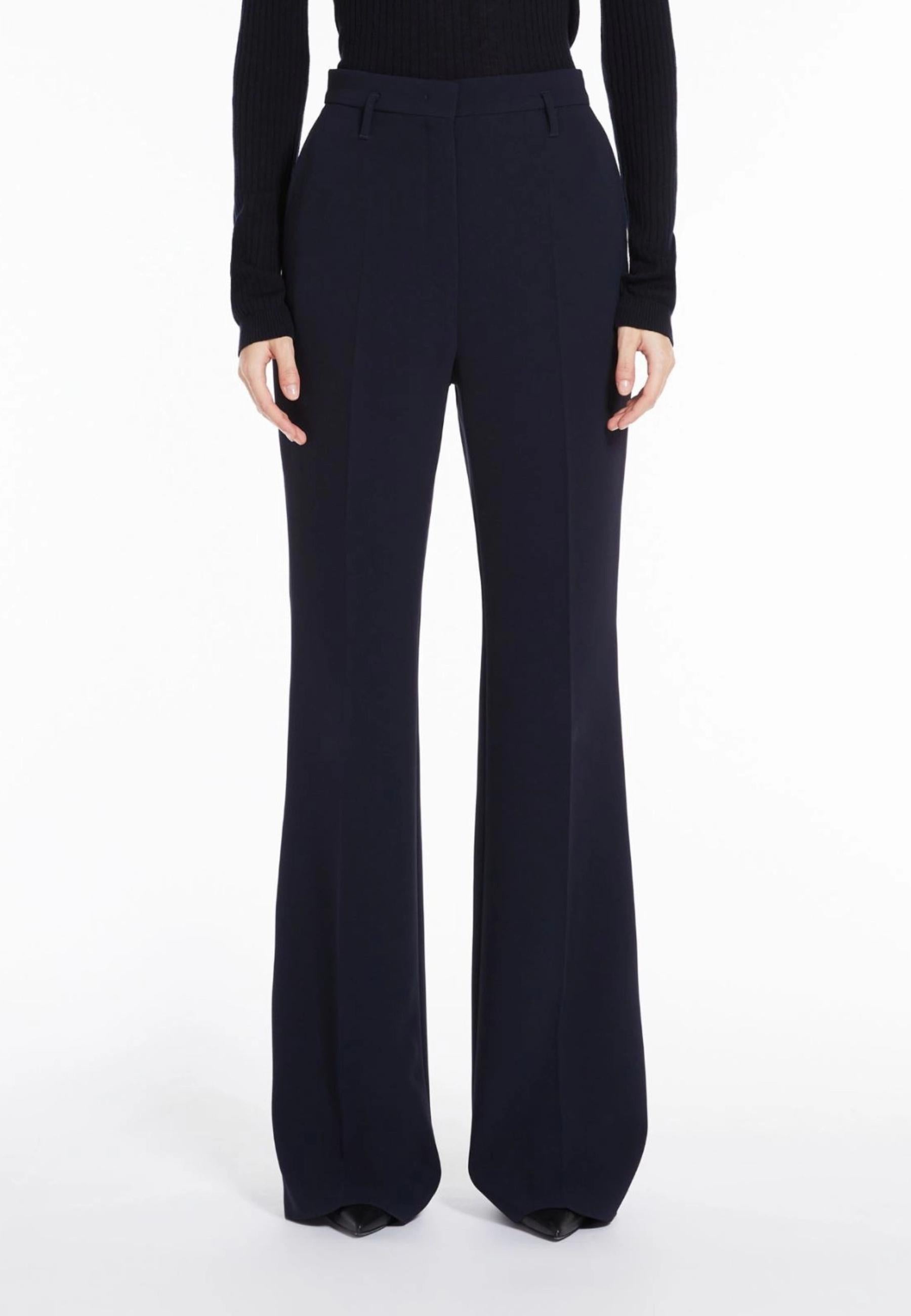Max Mara Studio - Pantalone a zampa in cady blu