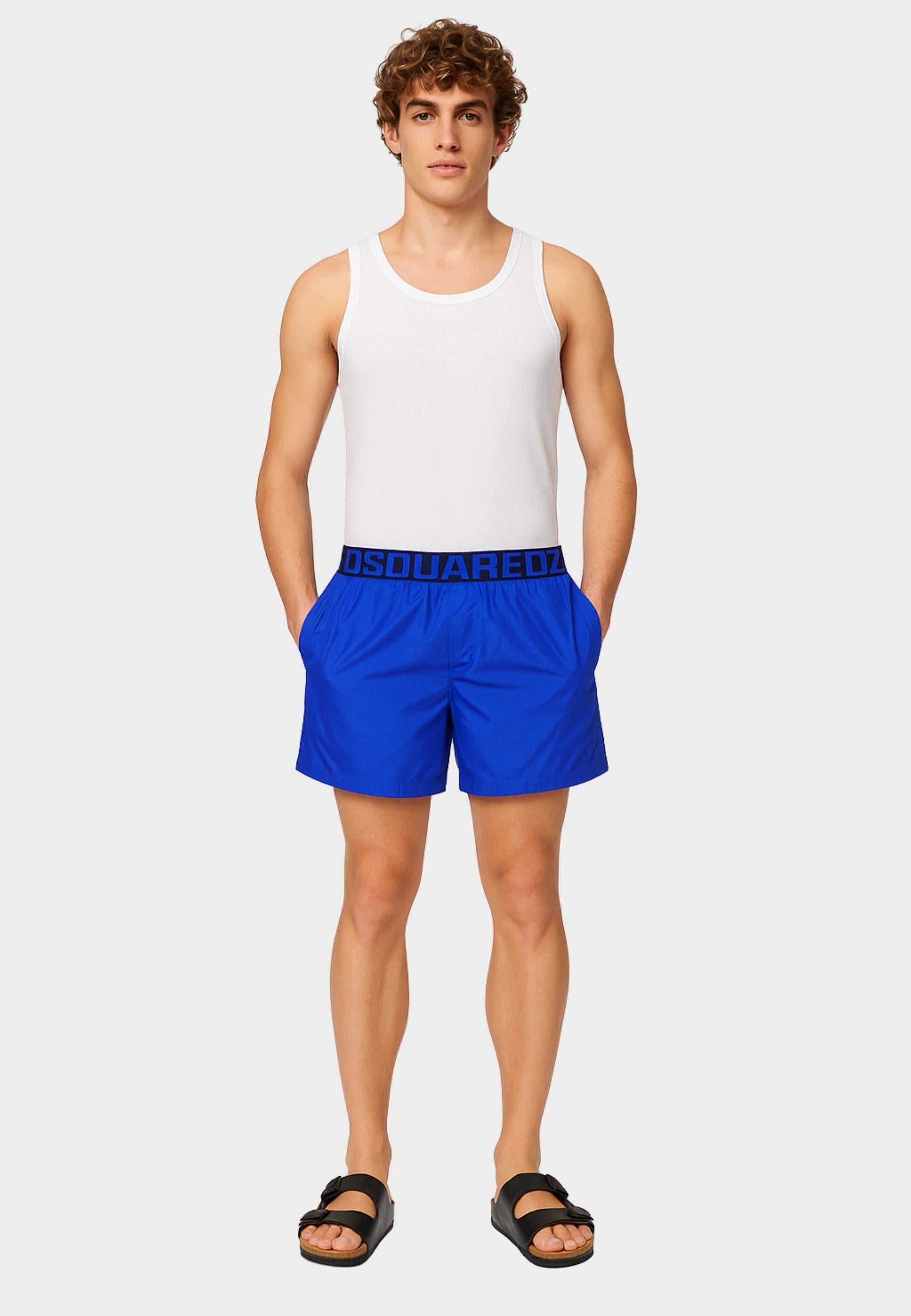 Costume da bagno uomo DSQUARED2 - Blu Royal con logo elastico<BR/>