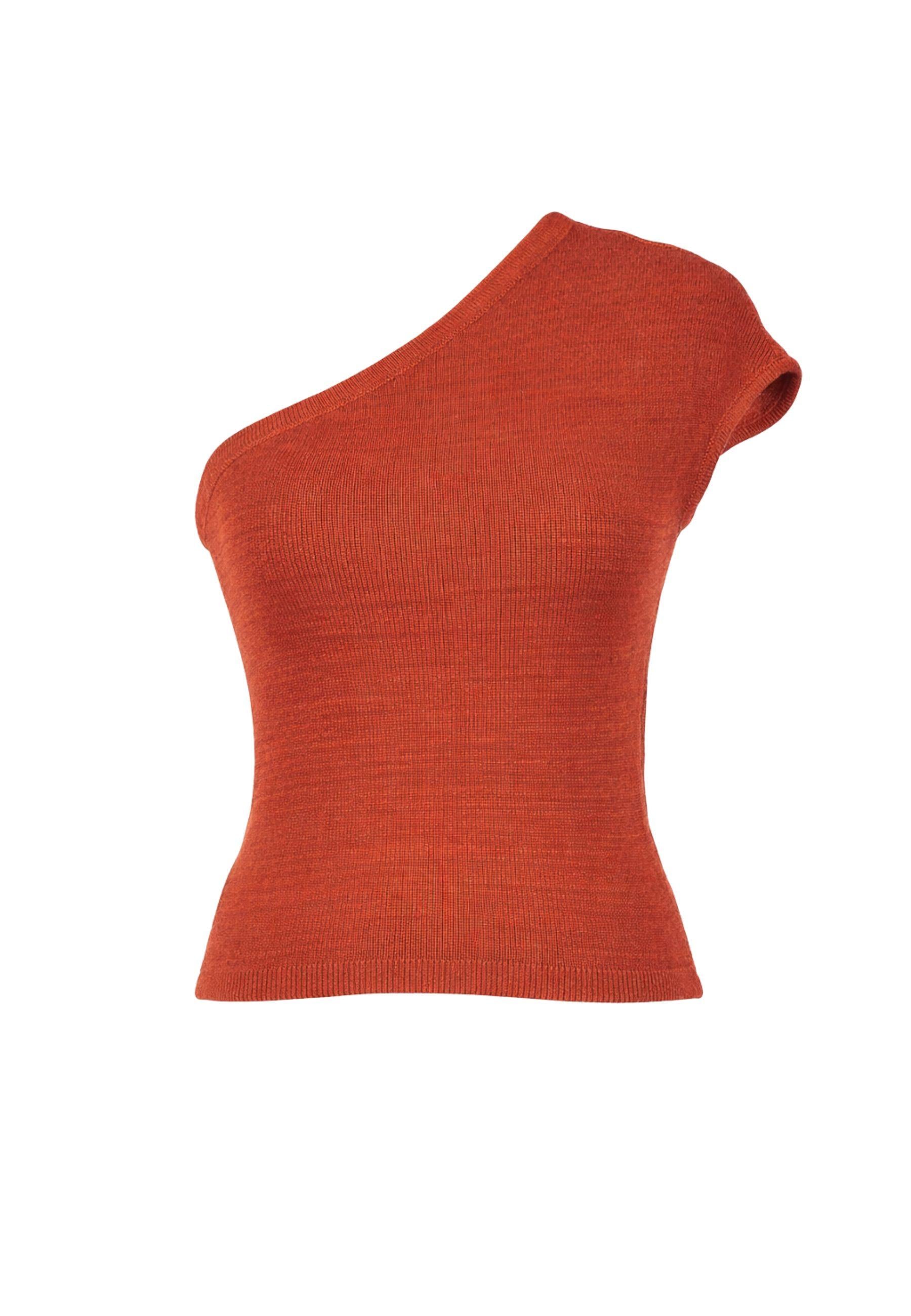 Twinset Top Monospalla in Maglia - Rosso Mattone