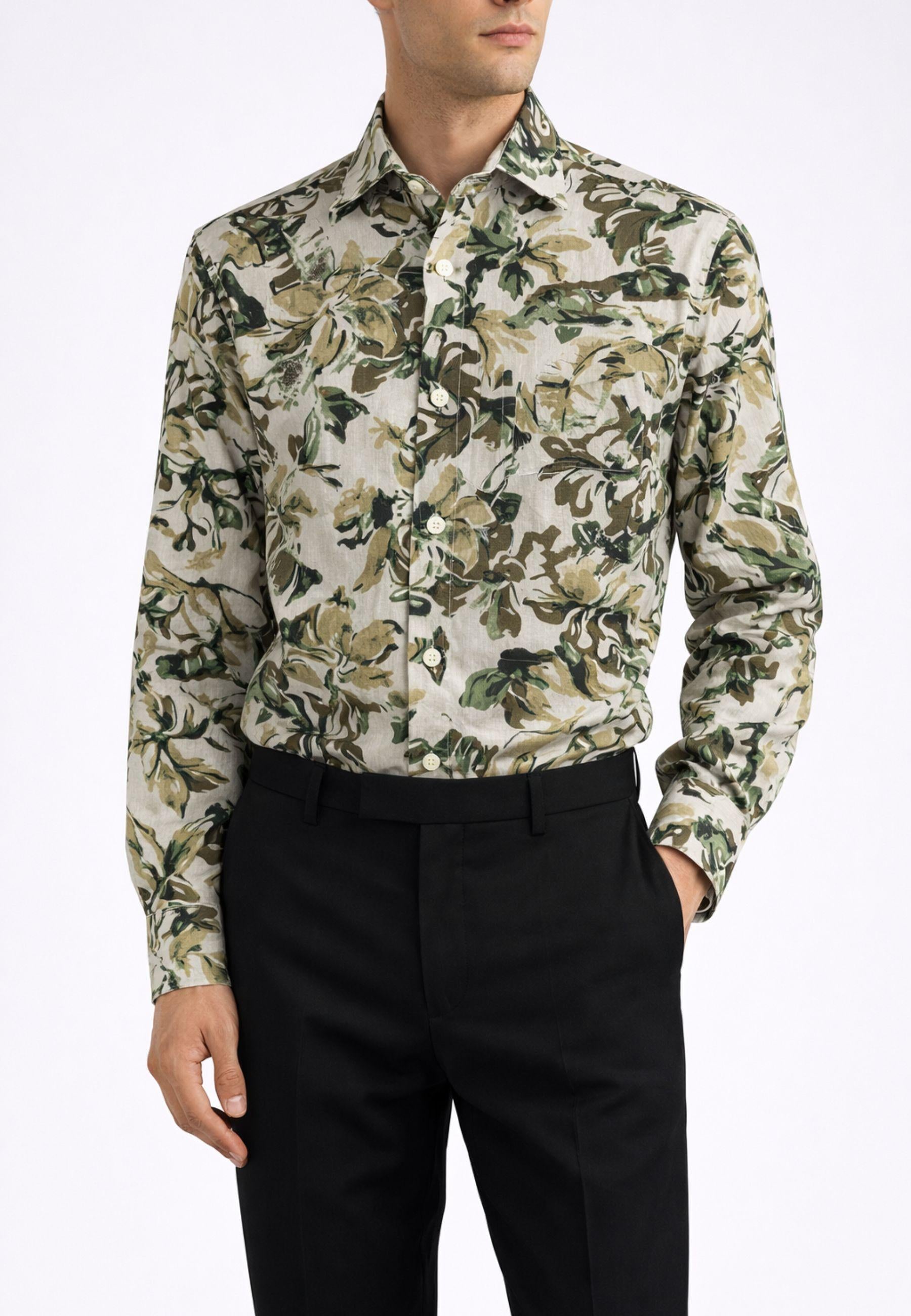 Alessandro Gherardi - Camicia fantasia in lino e cotone