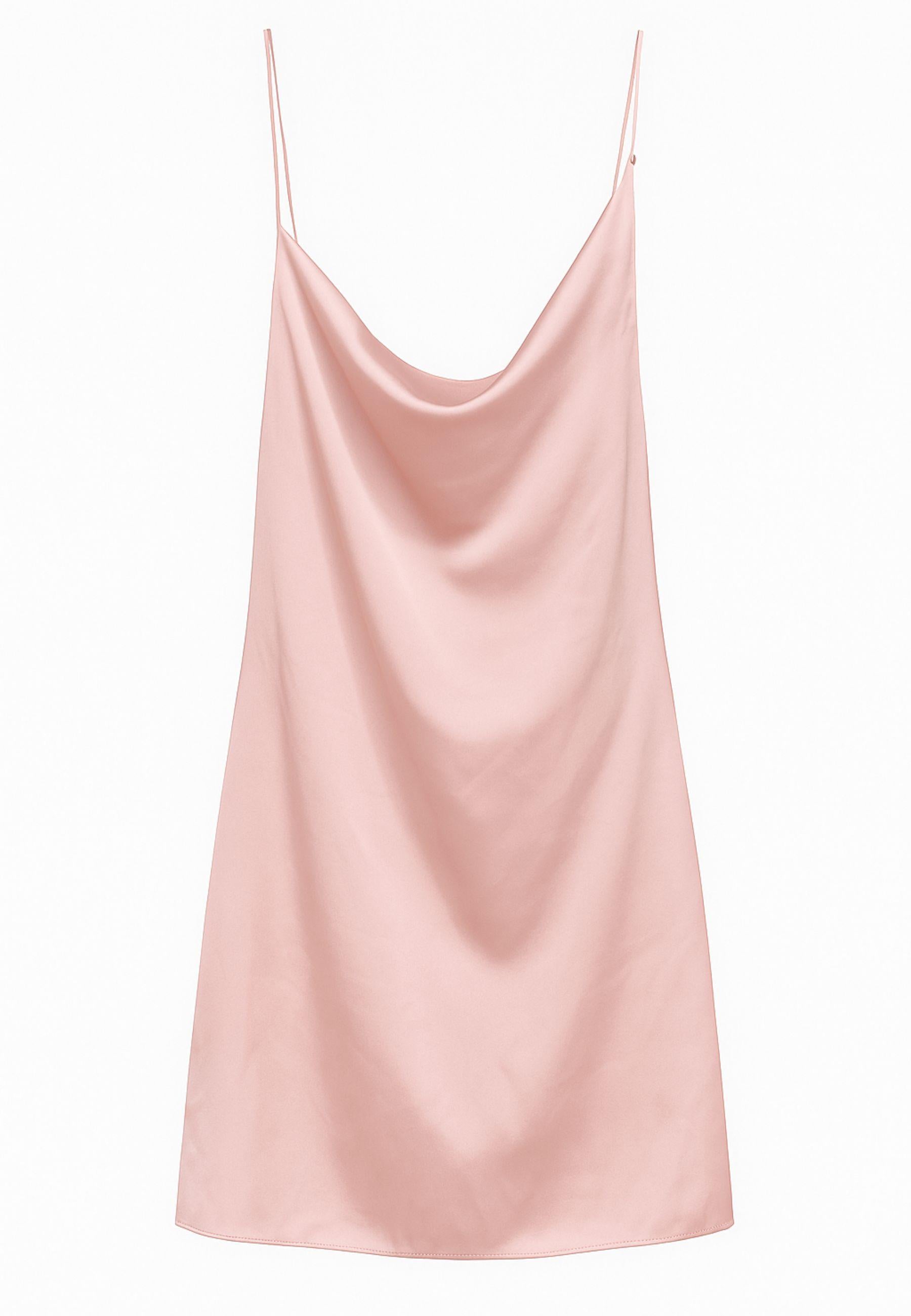 Abito corto ME-FUI in satin rosa cipria