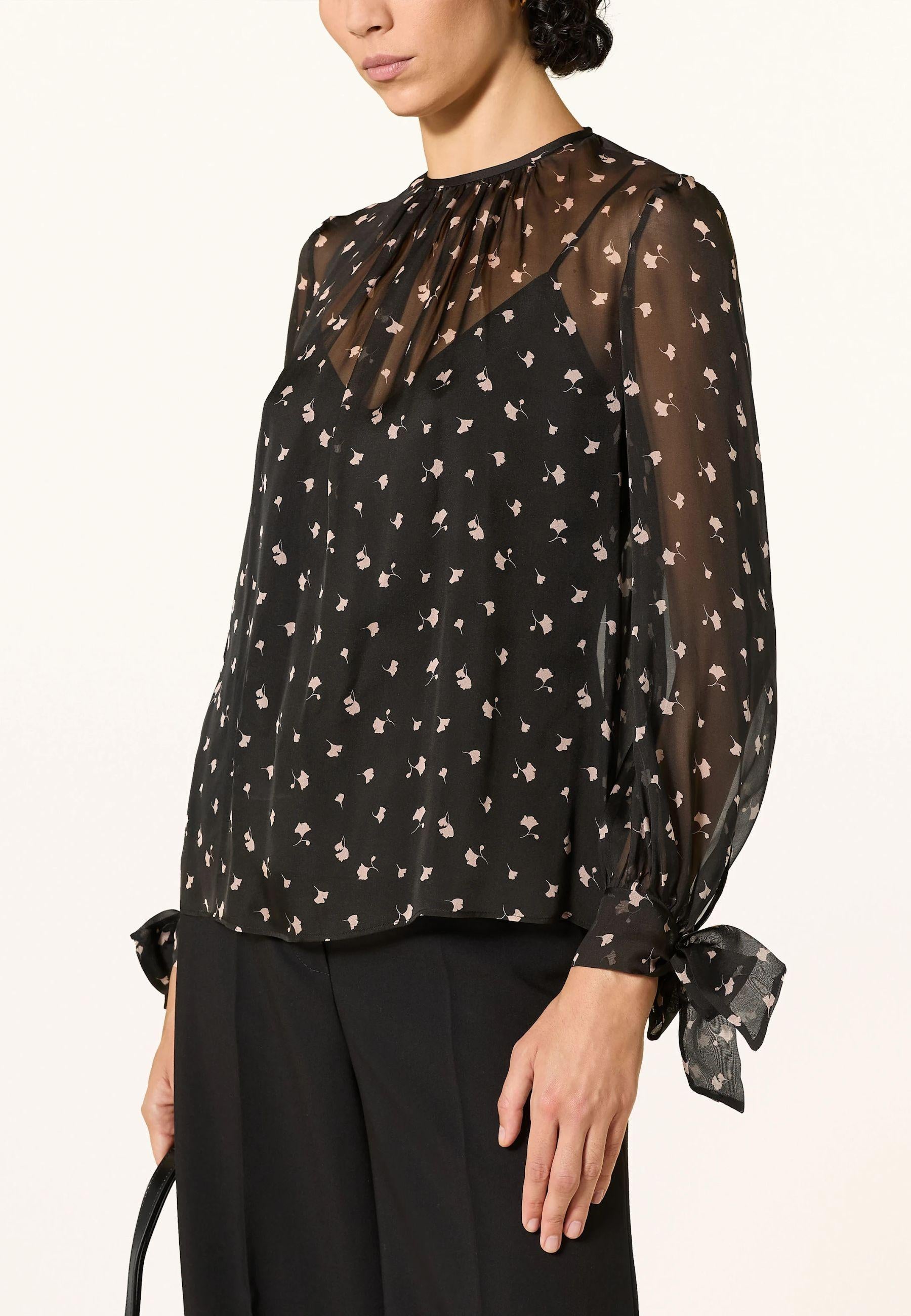 Max Mara Studio - Blusa in chiffon stampato con fiocchi ai polsi
