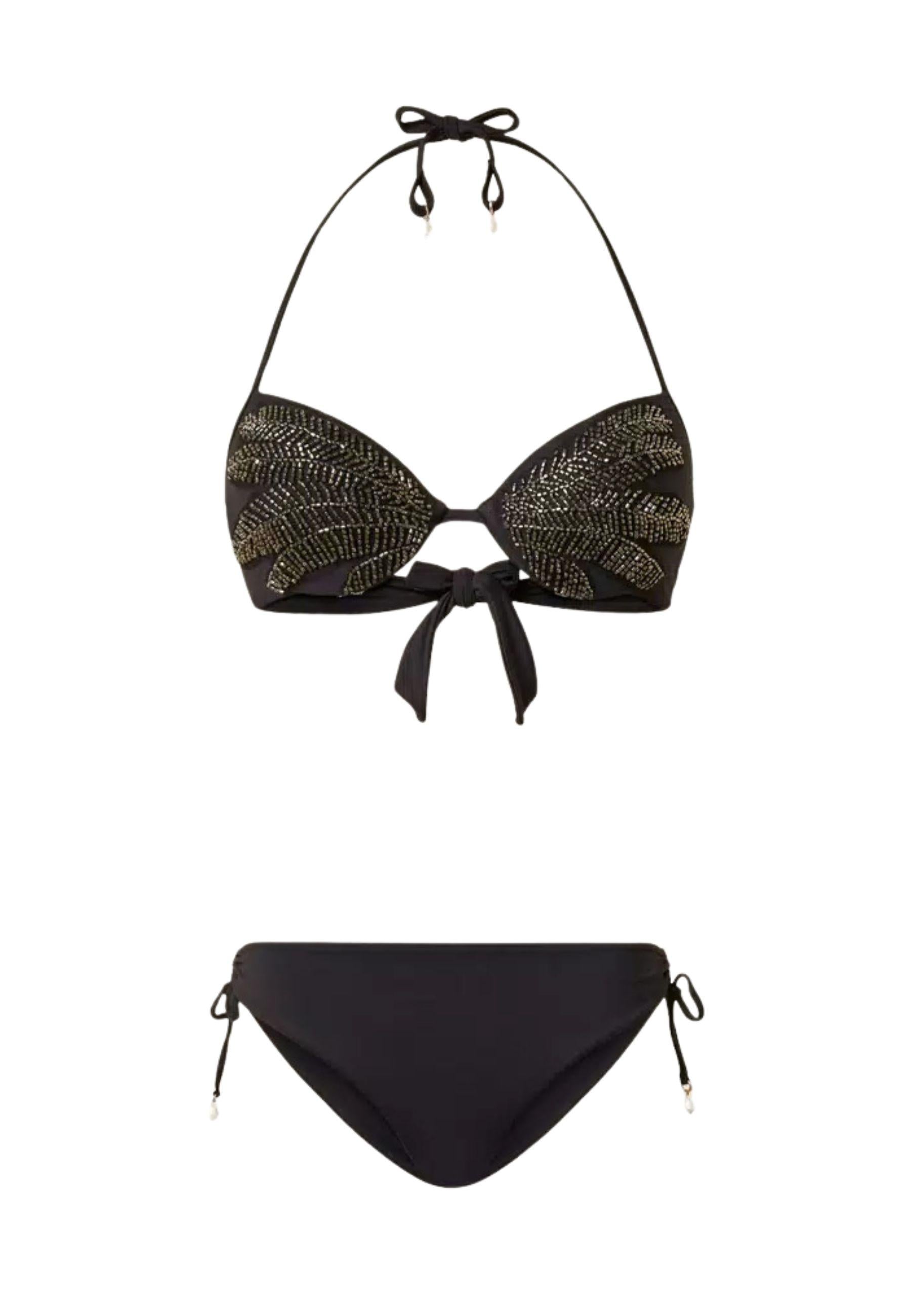 Bikini Push-Up con Ricamo Gioiello e Slip Regolabile