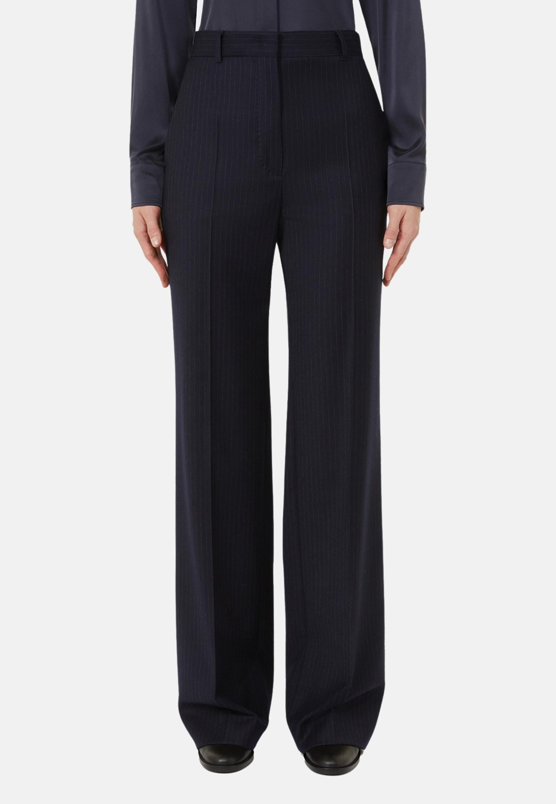 Max Mara Studio Pantalone in flanella di lana stretch gessata