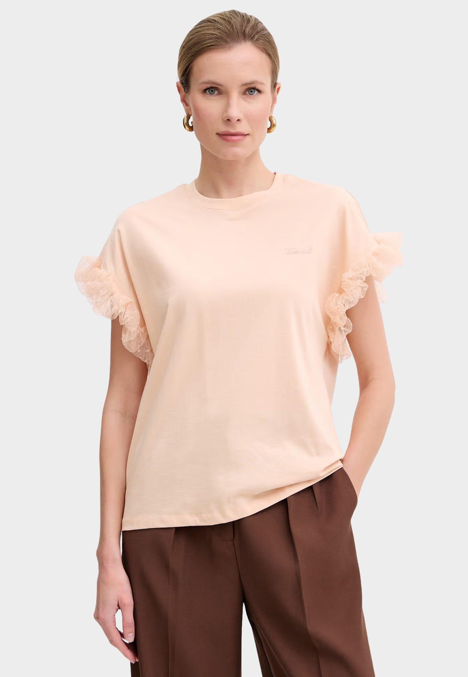 T-shirt Twinset con volant in tulle e logo ricamato