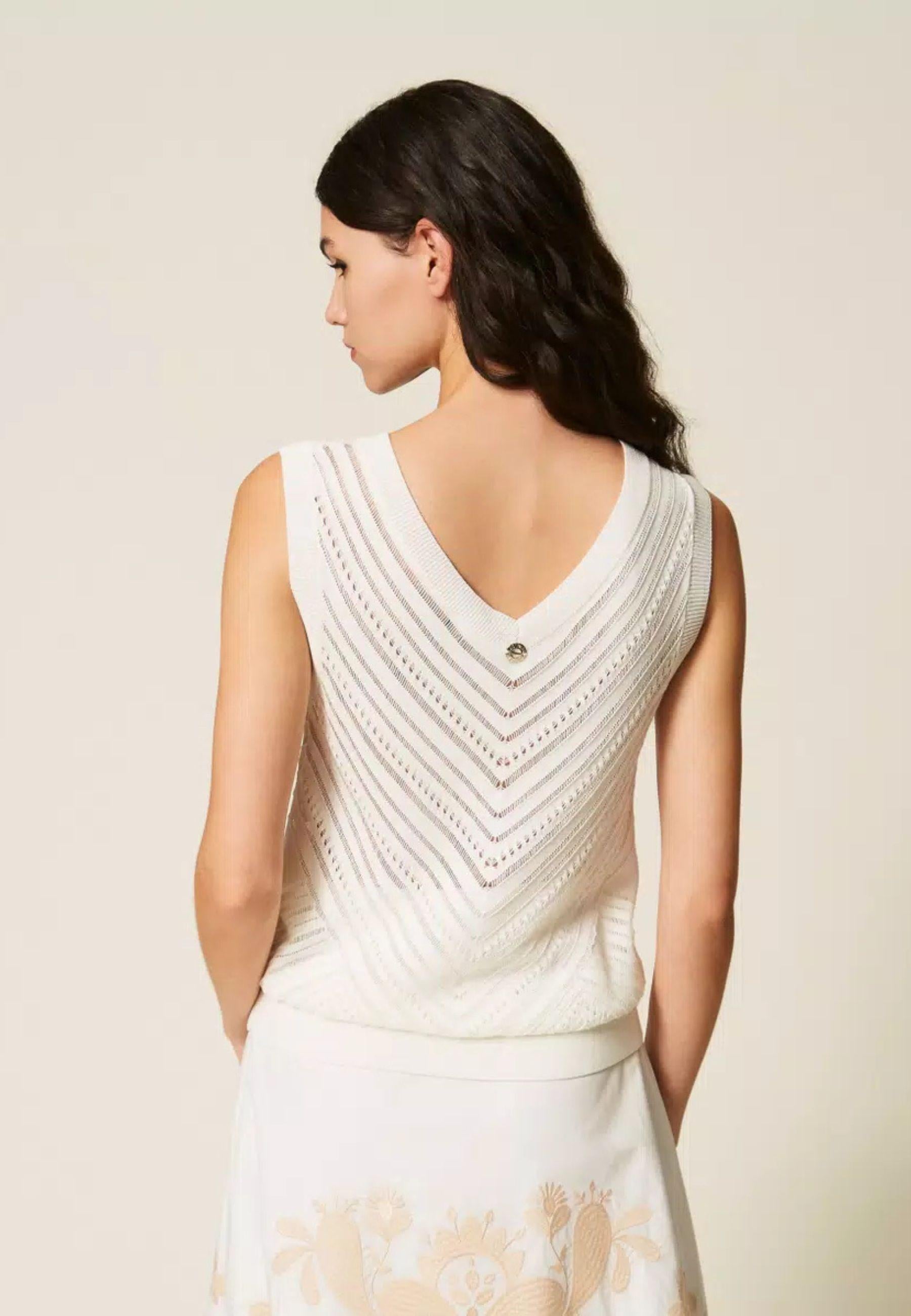 Actitude Top in Maglia Chevron in Misto Viscosa