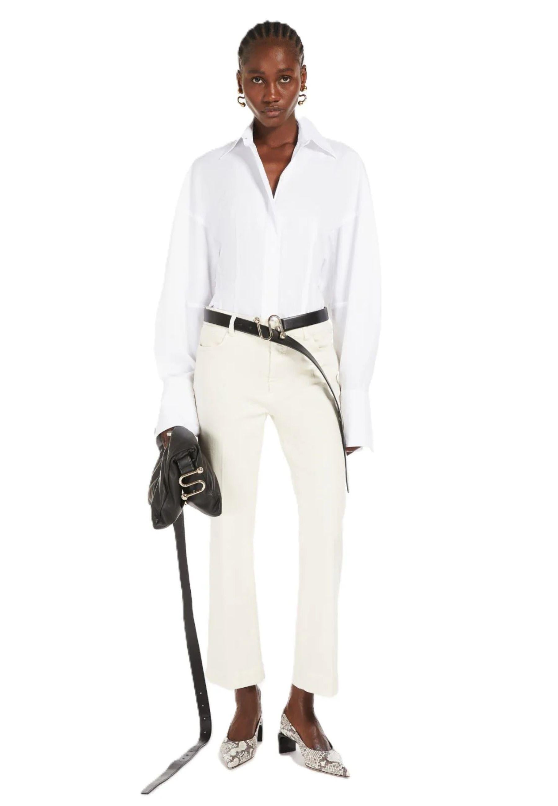 Max Mara - Pantaloni in cotone color bianco sporco