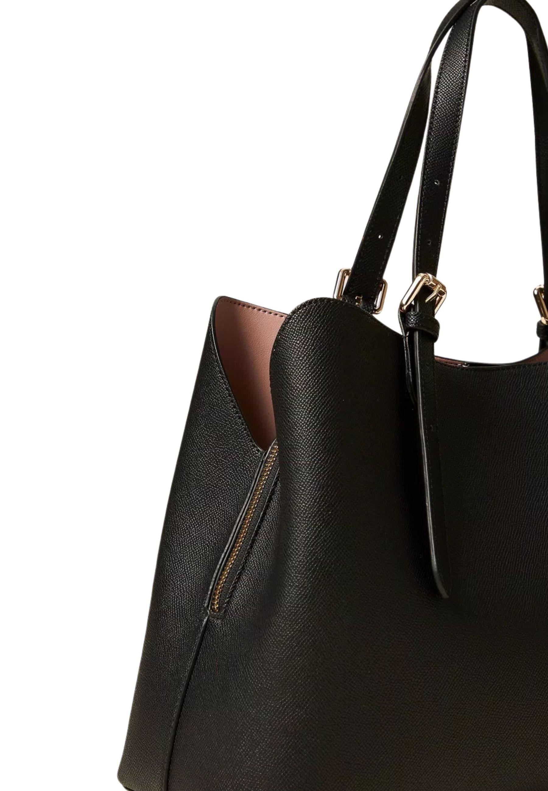 Borsa Tote Bicolor Effetto Pelle Martellata con Fibbie Regolabili